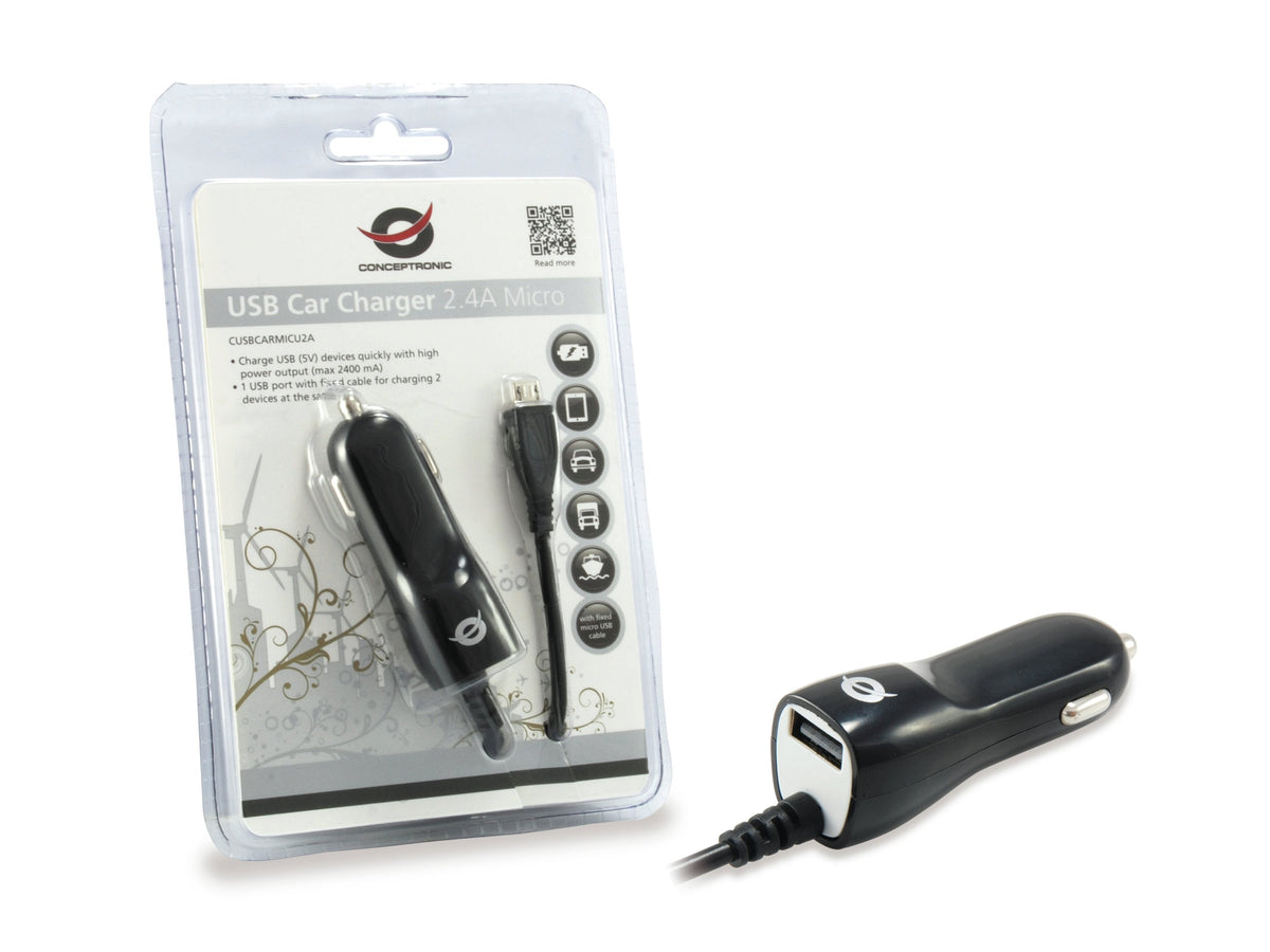 Conceptronic Cargador Usb 5v Para Coche 1 Puerto Usb + Cable Micro Usb 14/24v 2a 1205451