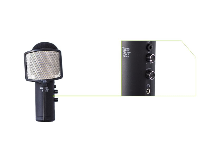 Keepout Microfono Usb Pro Windscreen Led Azul Tripode Control Ganancia Silencio Y Alimentacion Usb