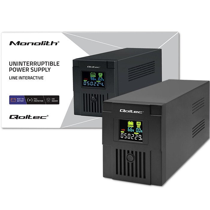 EAN 5901878537702 - Qoltec 53770 sistema de alimentación ininterrumpida (UPS) Línea interactiva 1,5 kVA 900 W 2 salidas AC imagen 8