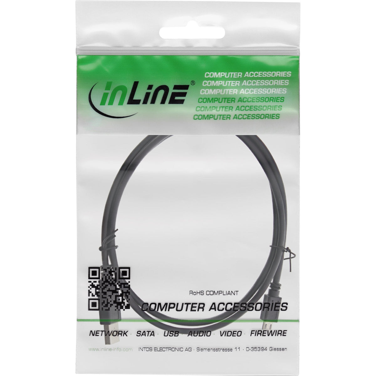 Inline Micro Usb 2.0 Cable Usb Tipo A A Micro-B Macho Negro 3m