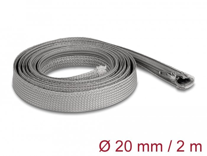 Delock Funda Trenzada Con Cremallera Resistente Al Calor 2 M X 20 Mm Gris