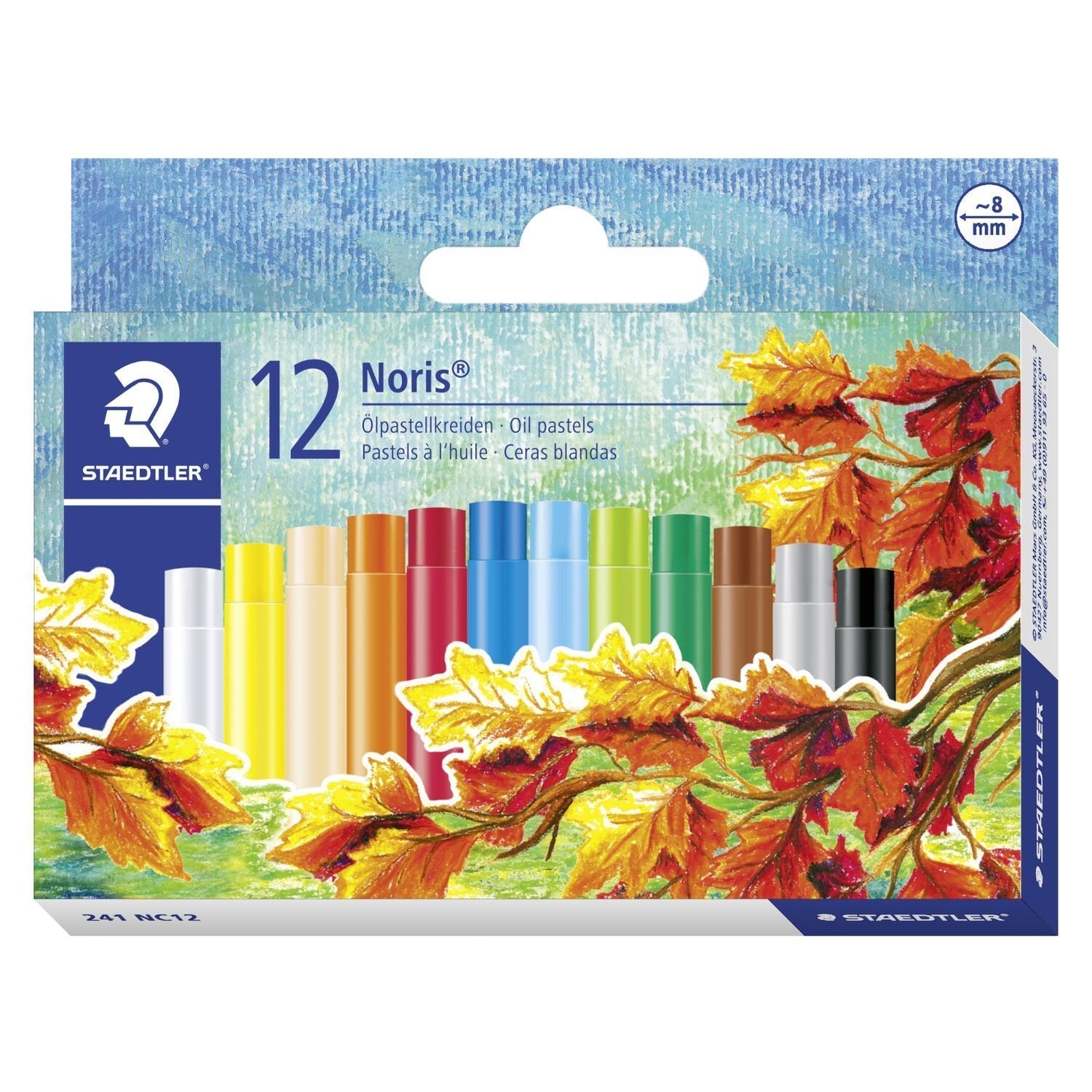 Staedtler Noris 241 Pack De 12 Ceras Blandas - Diametro 8mm - Resistencia A La Rotura - Colores Surtidos