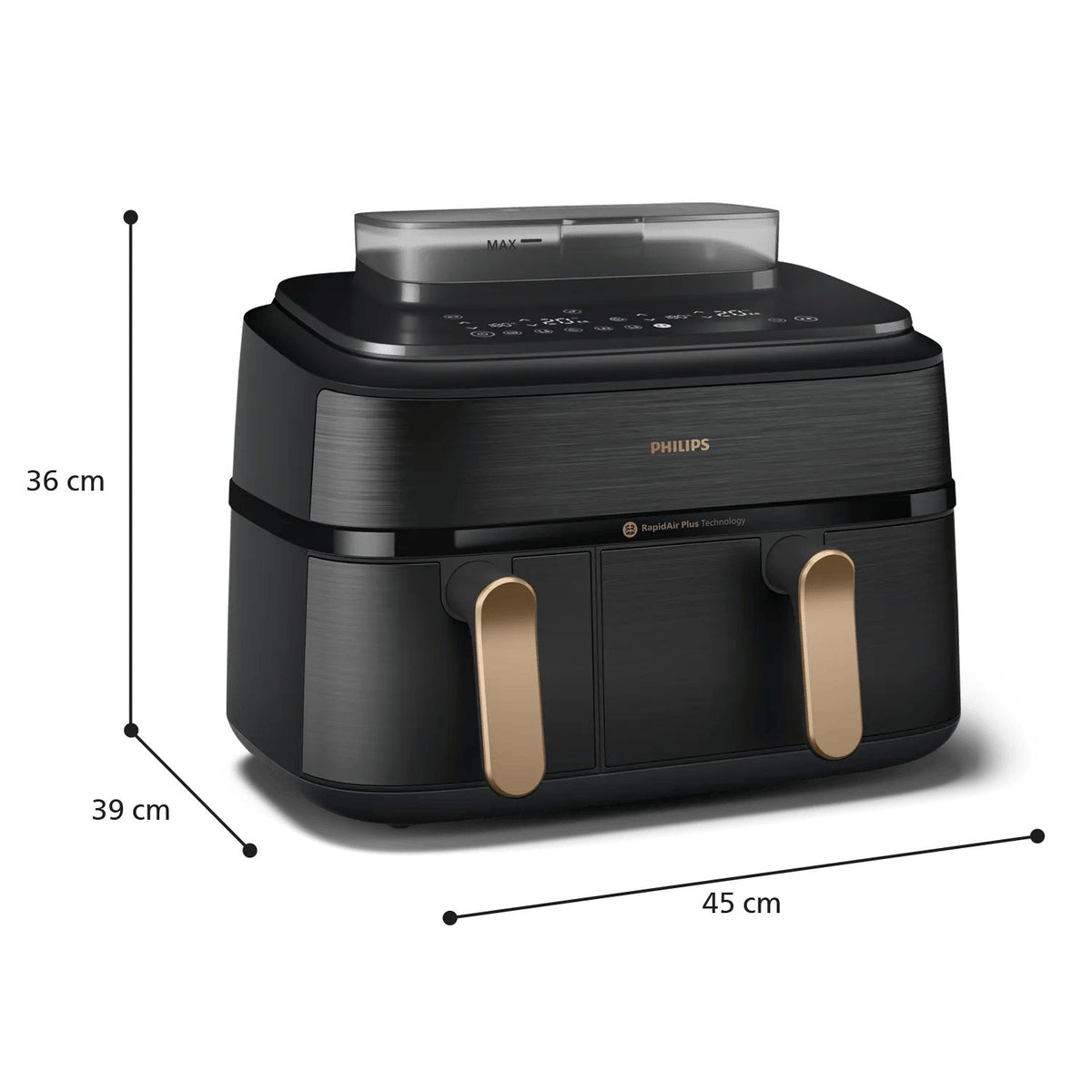 EAN 8720389049286 - Philips 5000 series NA552/00 freidora Doble 9 L Independiente 2750 W Freidora de aire caliente Negro, Oro imagen 3