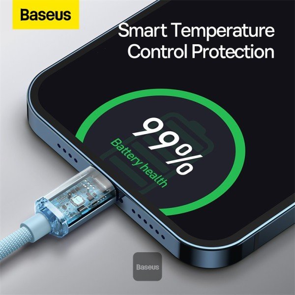 Baseus Type-C - Lightning Cable Crystal Shine Series Lightning Fast Charging Power Delivery 20w 1,2m Light Blue (Cajy001303)