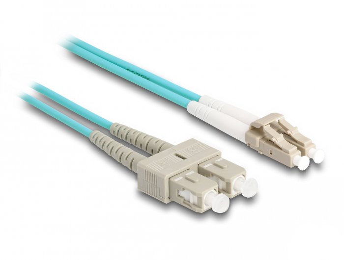 Cable Delock 87910 De Fibra Optica 1 M Lc Sc Om3 Color Aguamarina