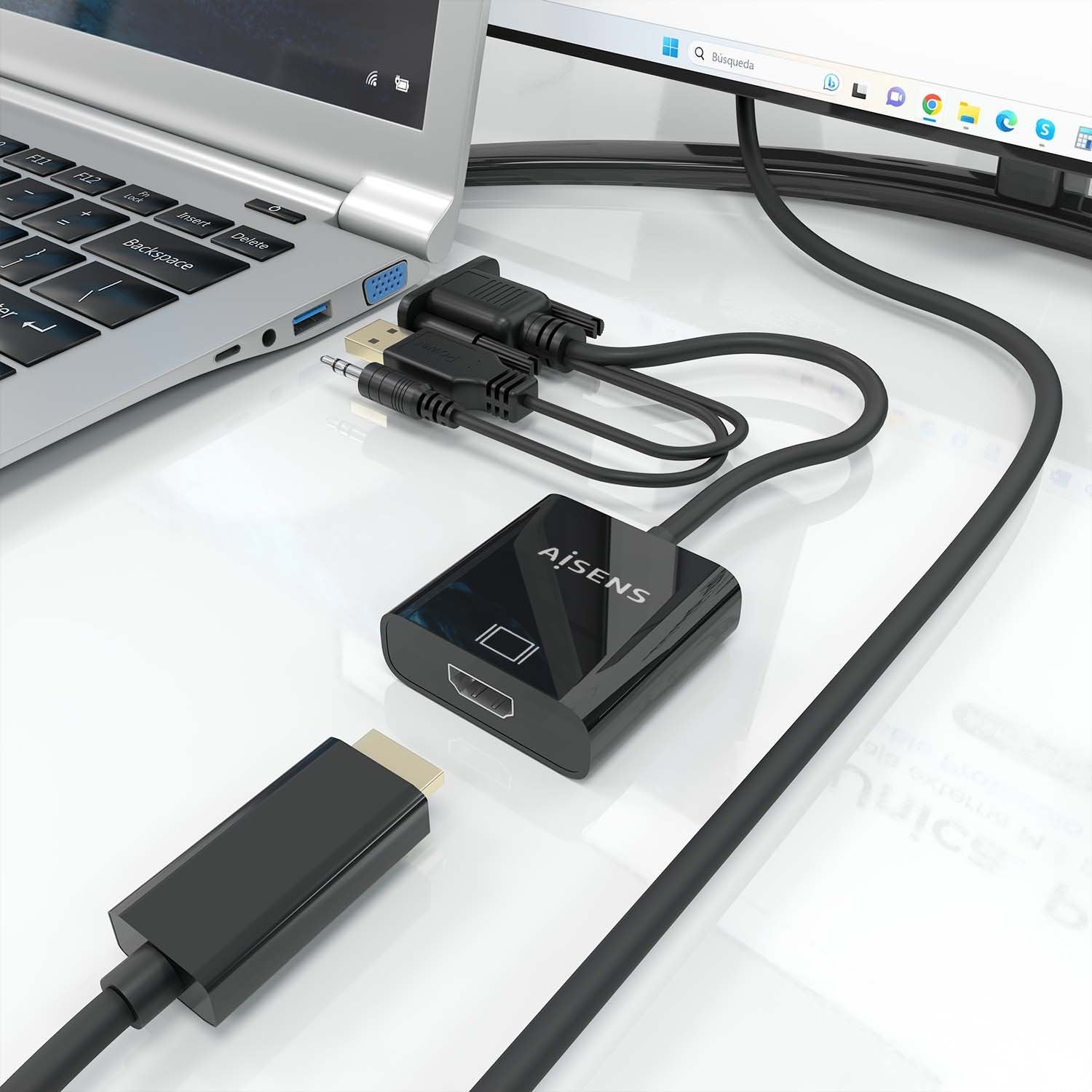 EAN 8435739901595 - AISENS A115-0872 adaptador de cable de vídeo 0,2 m HDMI tipo A (Estándar) VGA (D-Sub) + 3.5mm + USB Type- imagen 5