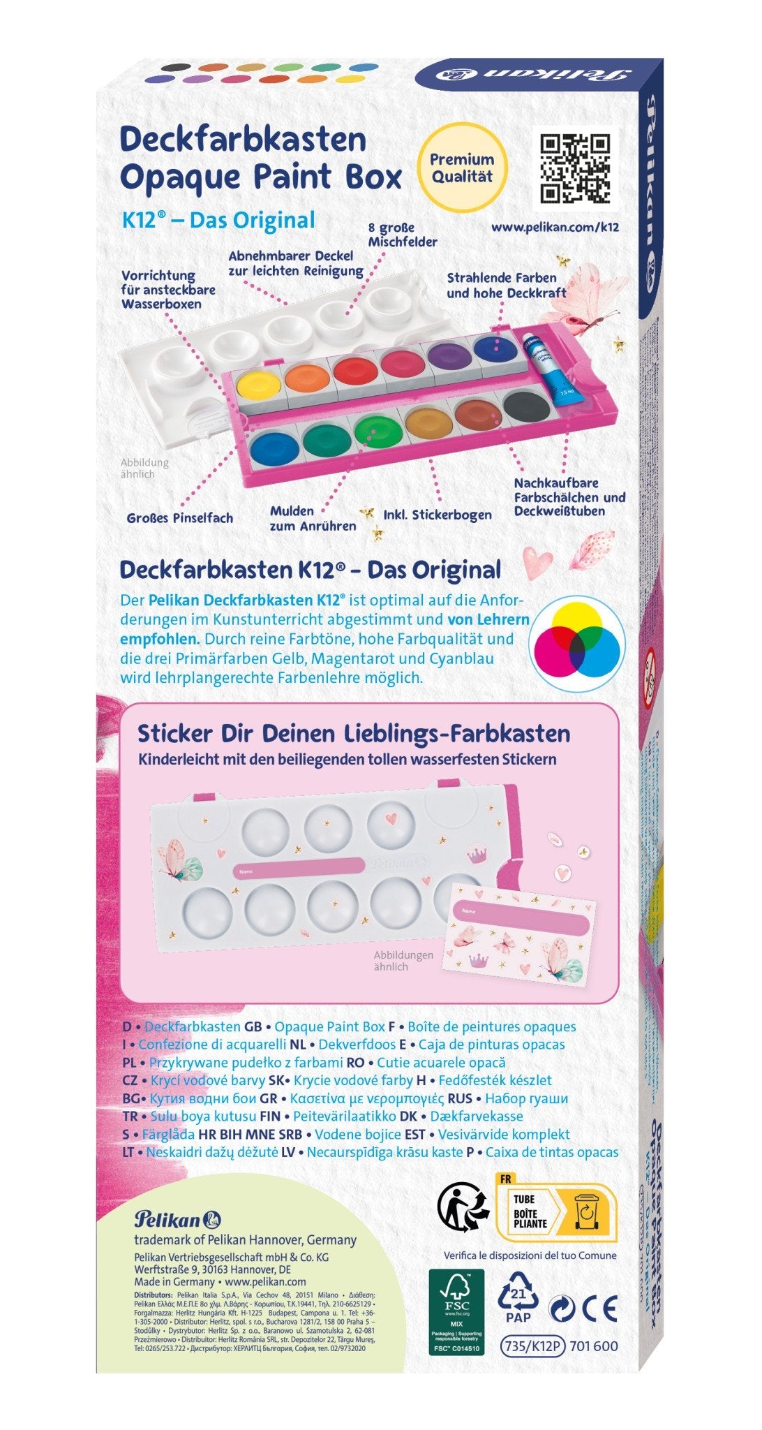 Pelikan Estuche De Acuarelas 735k 12 Rosa