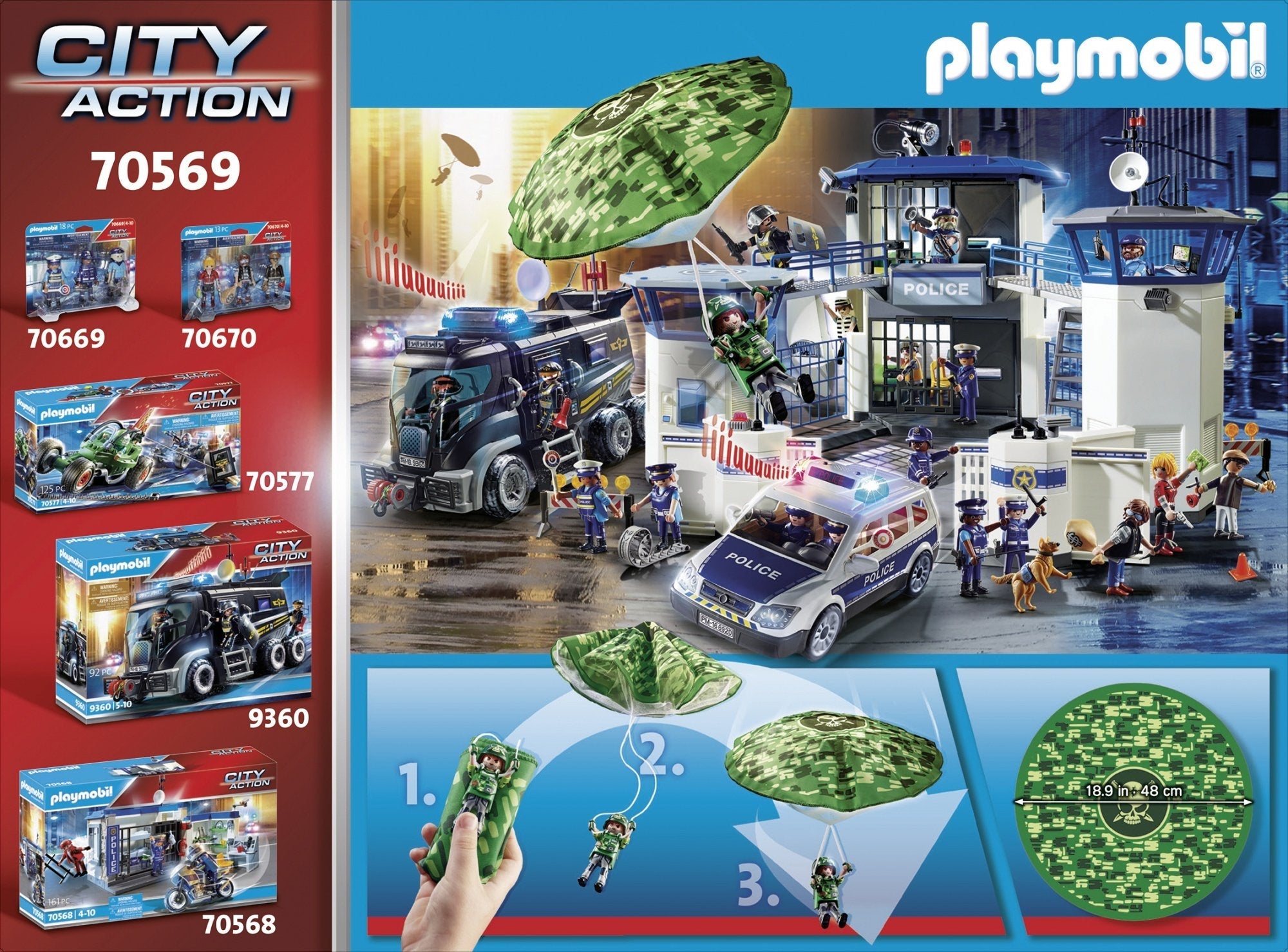 Playmobil - 70569 - Policía Helicóptero Y Paracaidista De La Policía