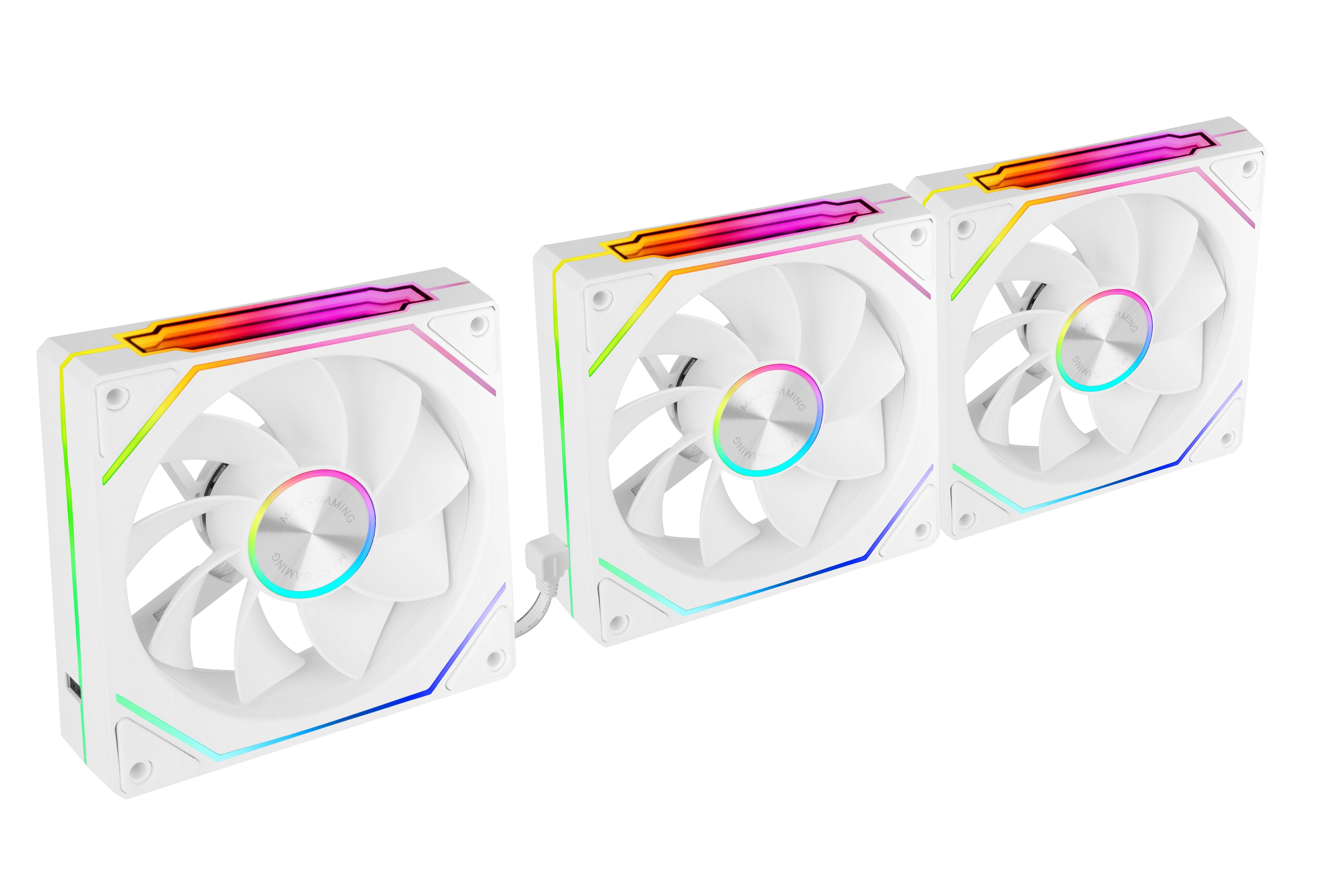Pack 3 Ventiladores Invertidos Mars Gaming Mf-Linkfinitykit2r 12cm Argb Blancos