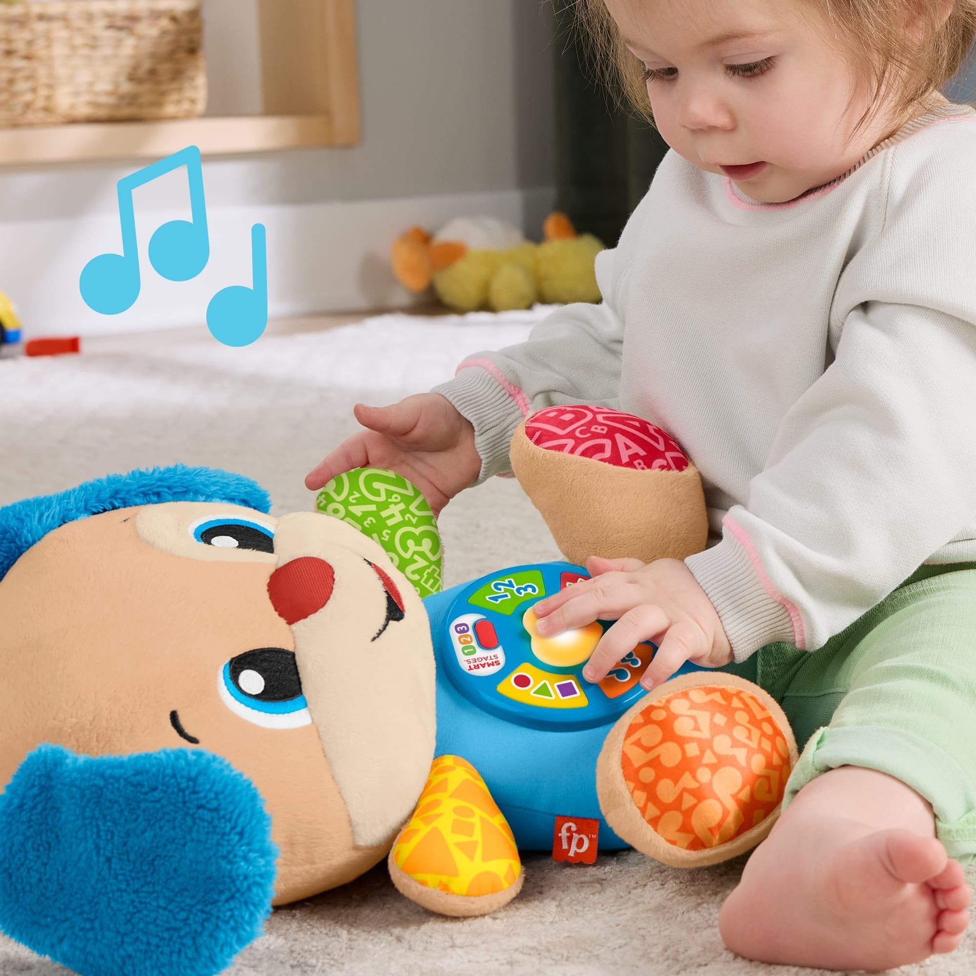 Fisher-Price Learning Fun Dog, Cuddly Toy Blue/Light Brown Jfd20