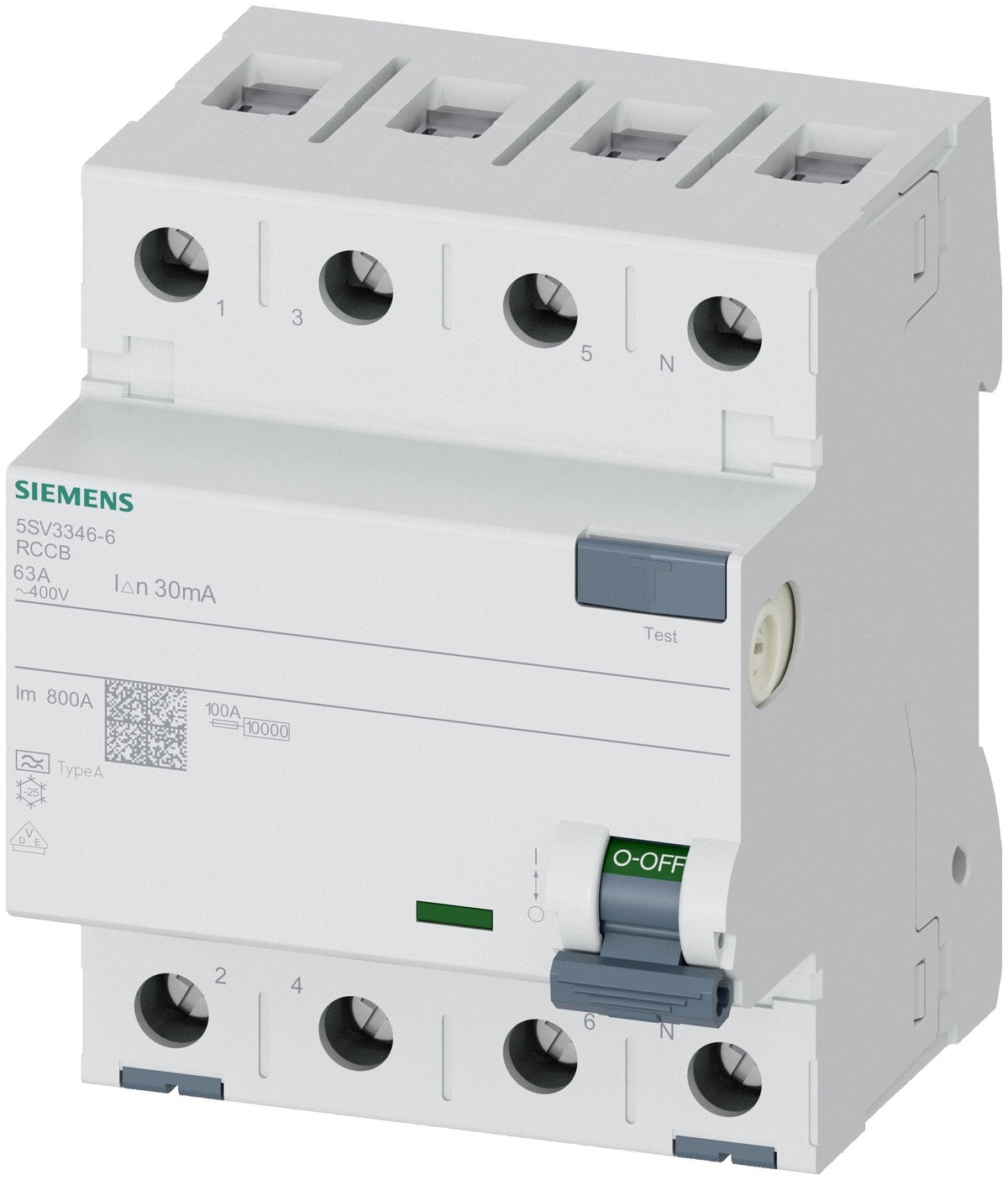 Siemens Fi-Interruptor 4x63a 5sv33466 Tipo A 63a 3+N-Pol 30ma 400v 4te