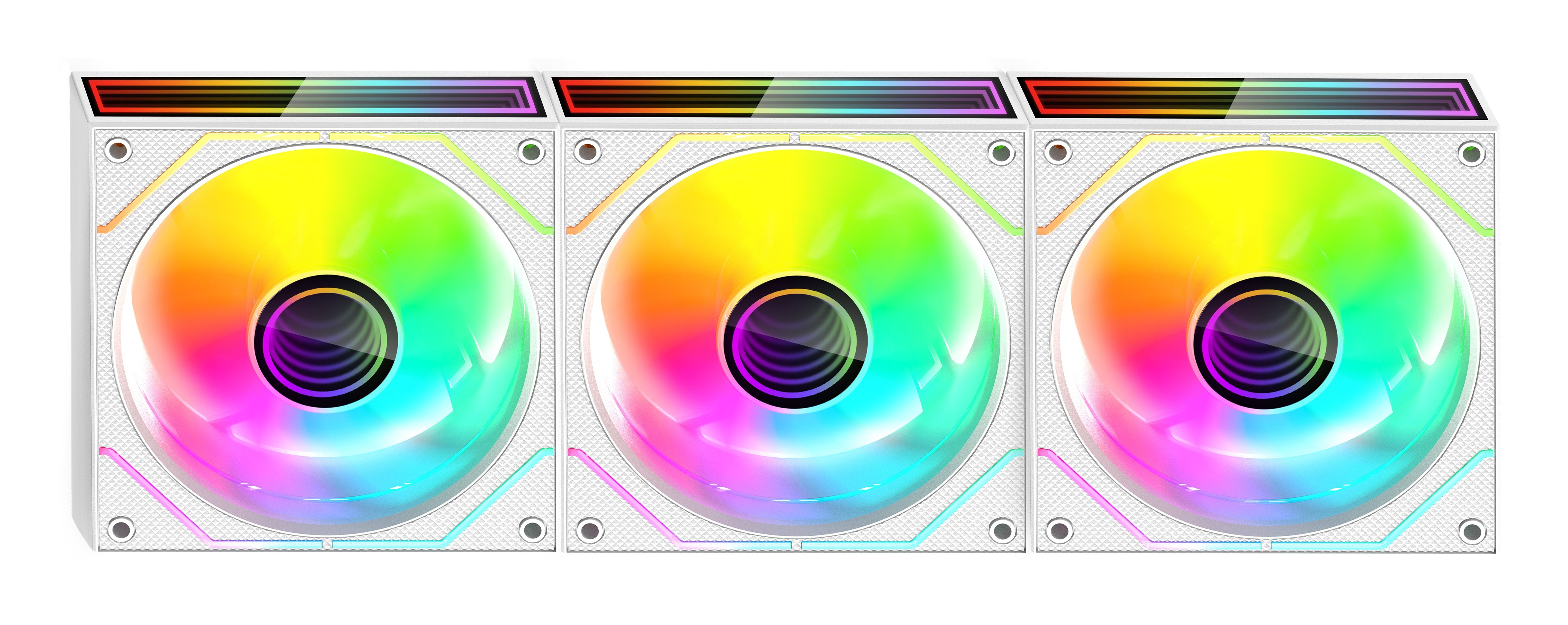 Kit 3 Ventiladores Auxiliar Mf-3d Pro Blanco Mars Gaming 3x Ventiladores 120mm / Argb / Control Remoto /  Hasta 1600 Rpm