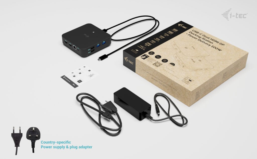 I-Tec Usb-C Ds 2 X Hdmi 1x Dp 1x Glan 1x Usb-C 3.2 3x Usb-A 3.2 2x Usb 2.0 1x 3.5mm Audio Mic 1x 100w Usb-C Power Delivery + Charger