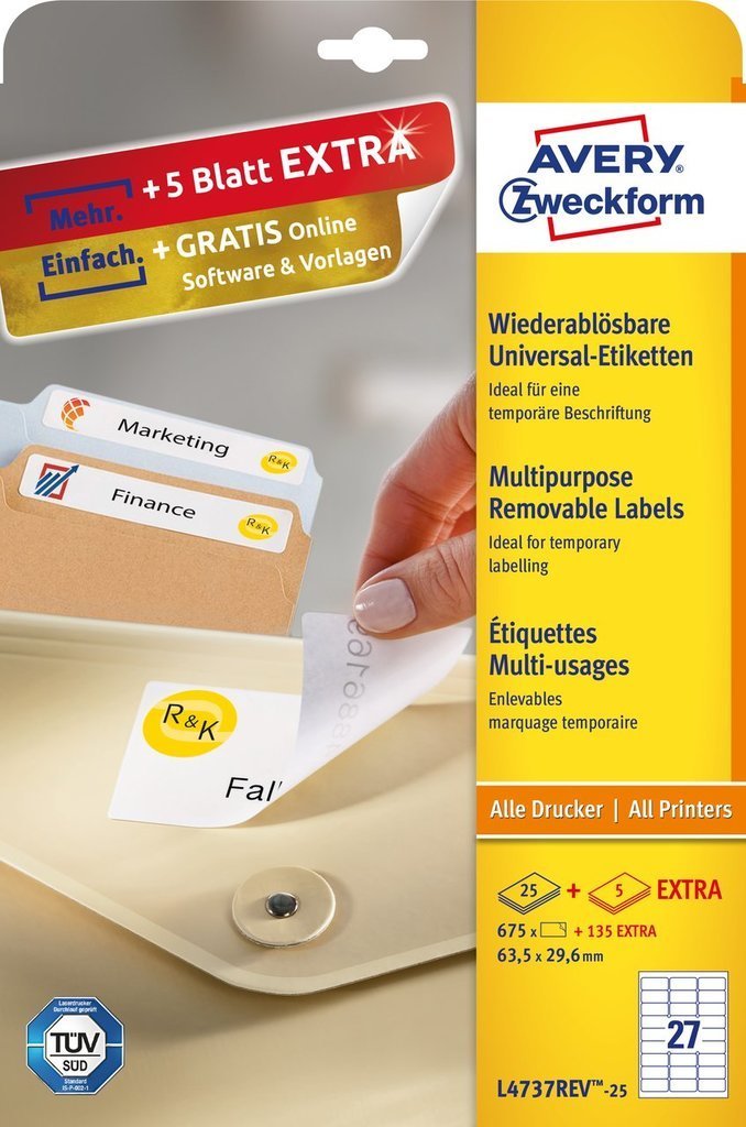 Avery Zweckform Etiquetas L4737rev-25 Ablösbare Etiketten