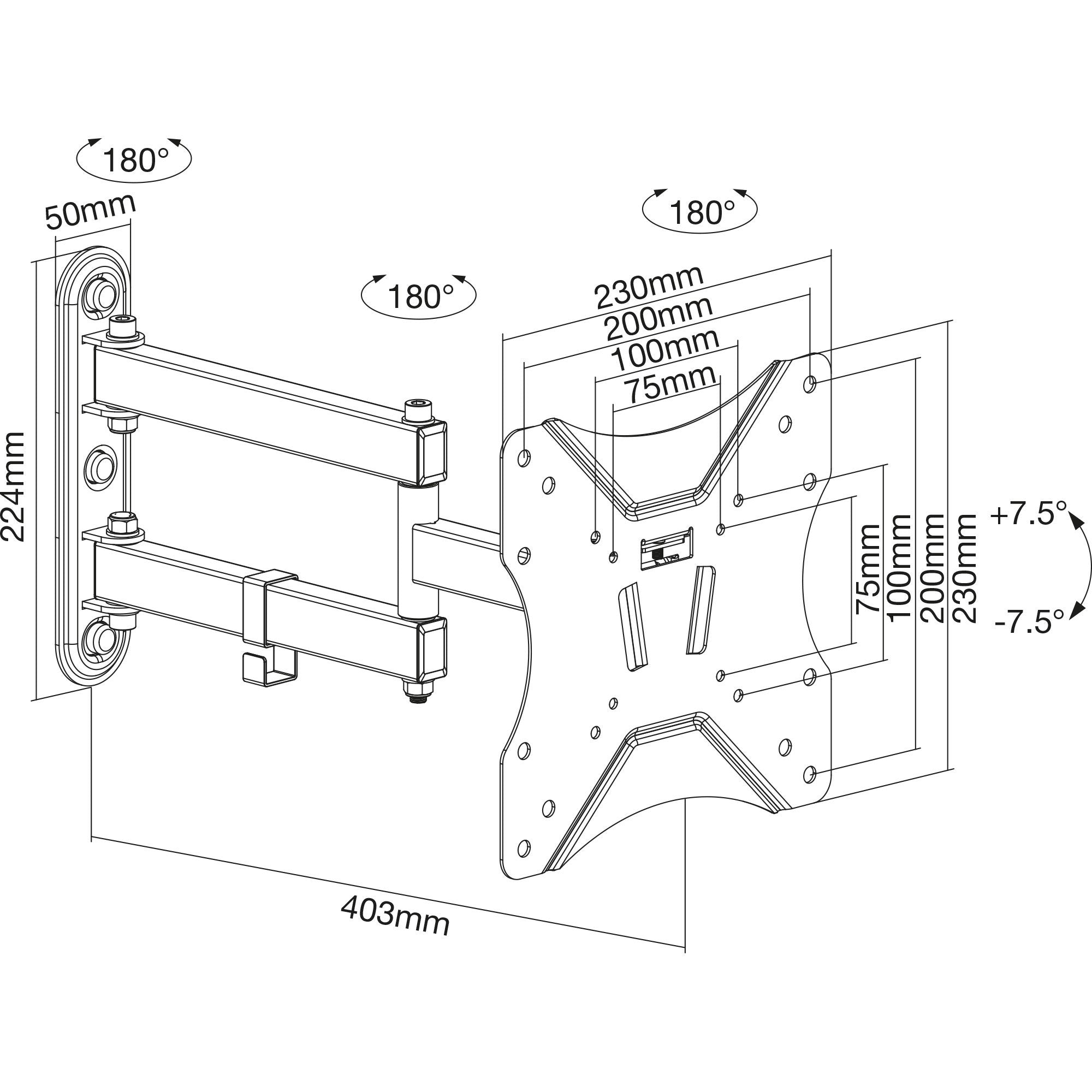 Soporte De Pared Inline Basic, Para Tv De Pantalla Plana De 58-107 Cm (23-42"), Hasta 40 Cm De Distancia A La Pared, Máx. 25 Kg