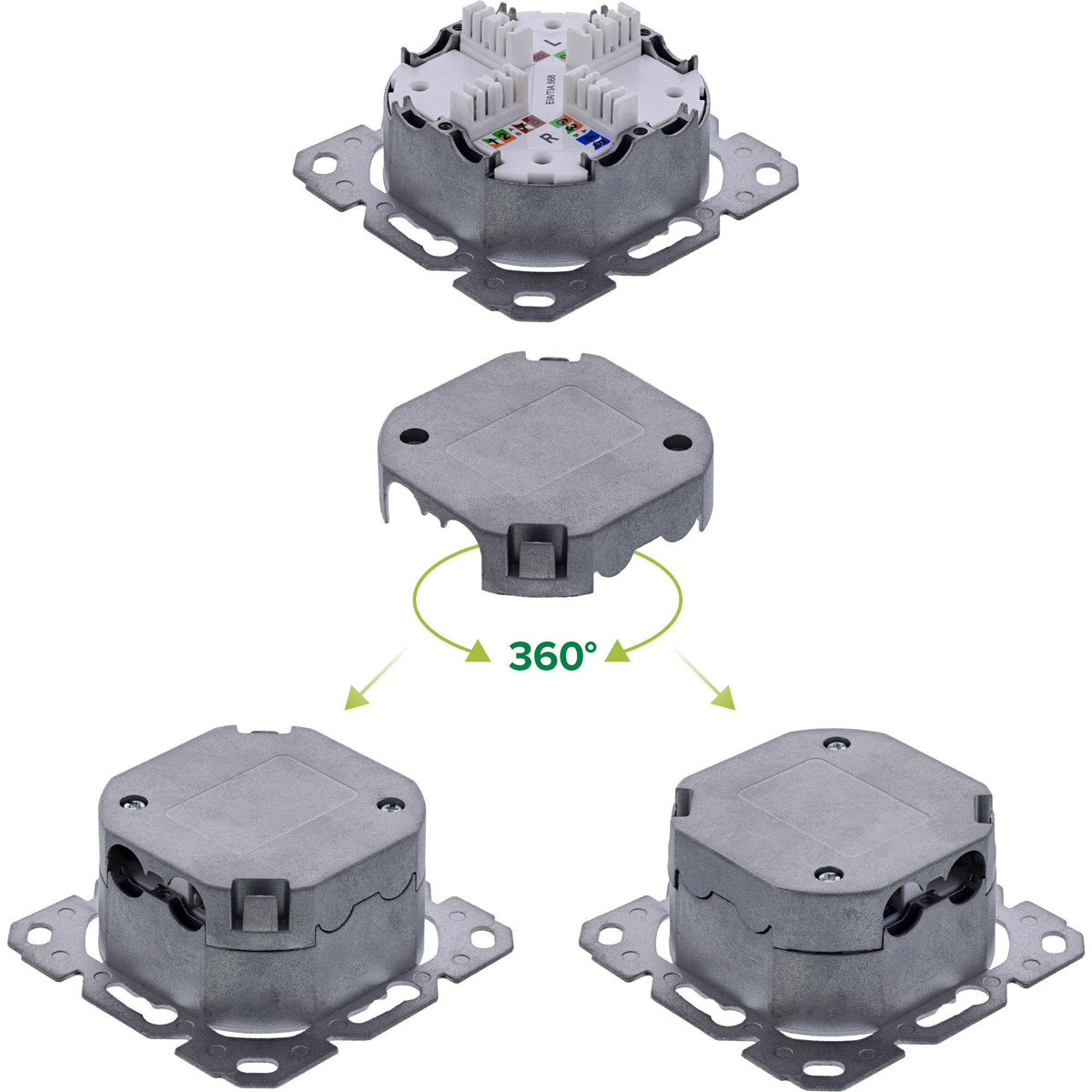 Inline® Cat.6a Socket, 2x Rj45 Jack, Ral9010, White