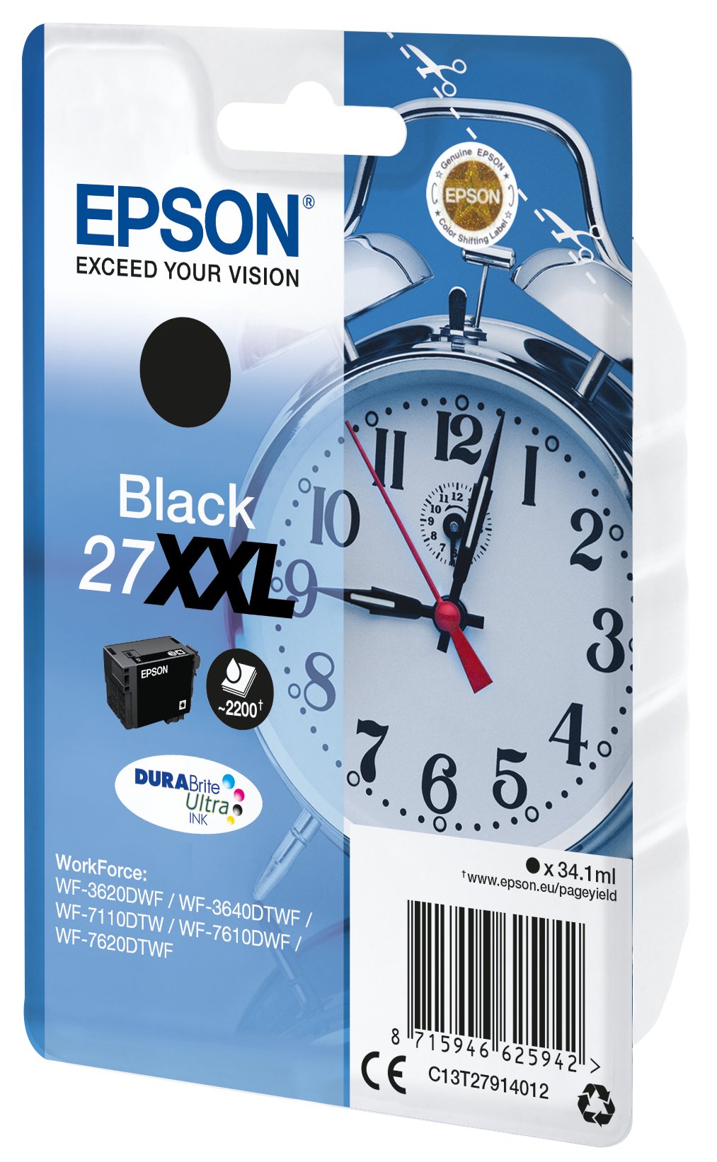 Epson Workforce Wf-3000 Y Wf-7000 Cartucho Negro De Alta Capacidad Nº27xxl (Etiqueta Rf)