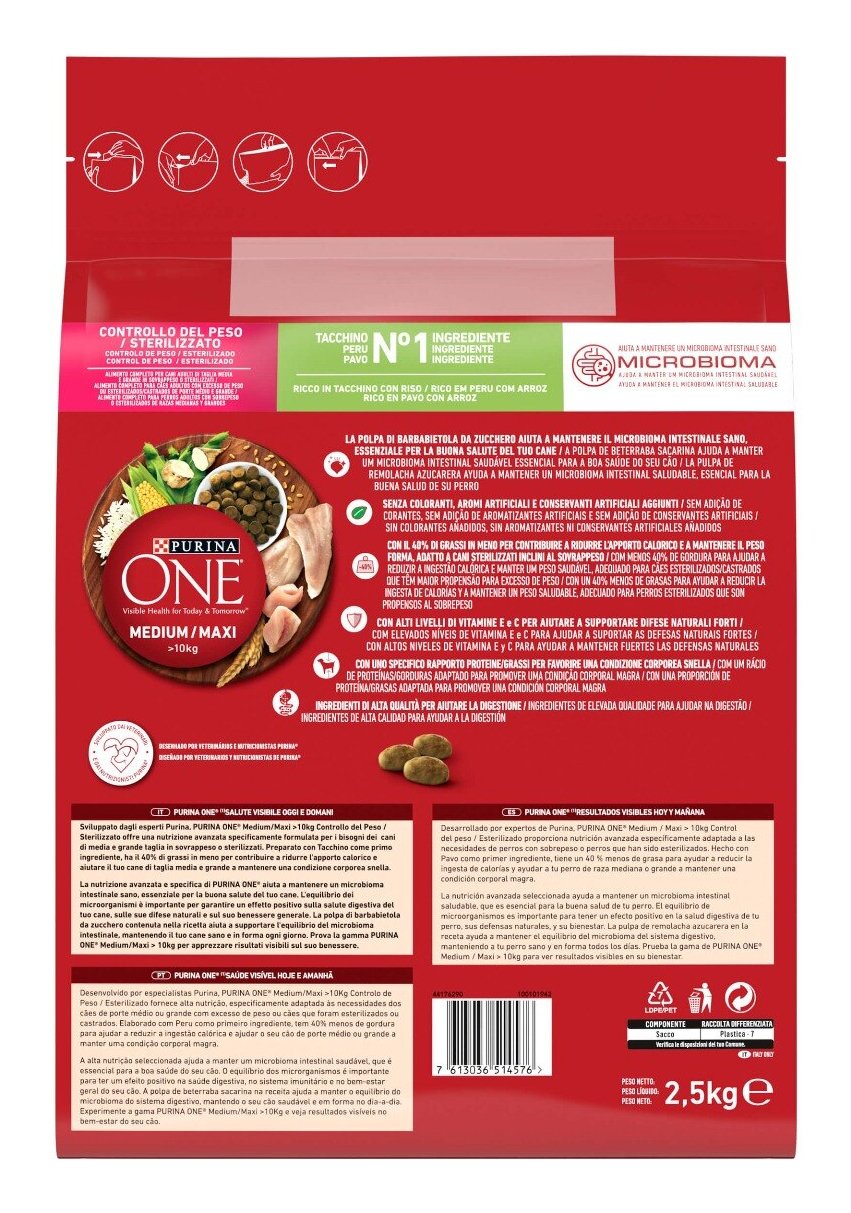 Purina One Med/Max Adult Turkey & Rice 2,5kg