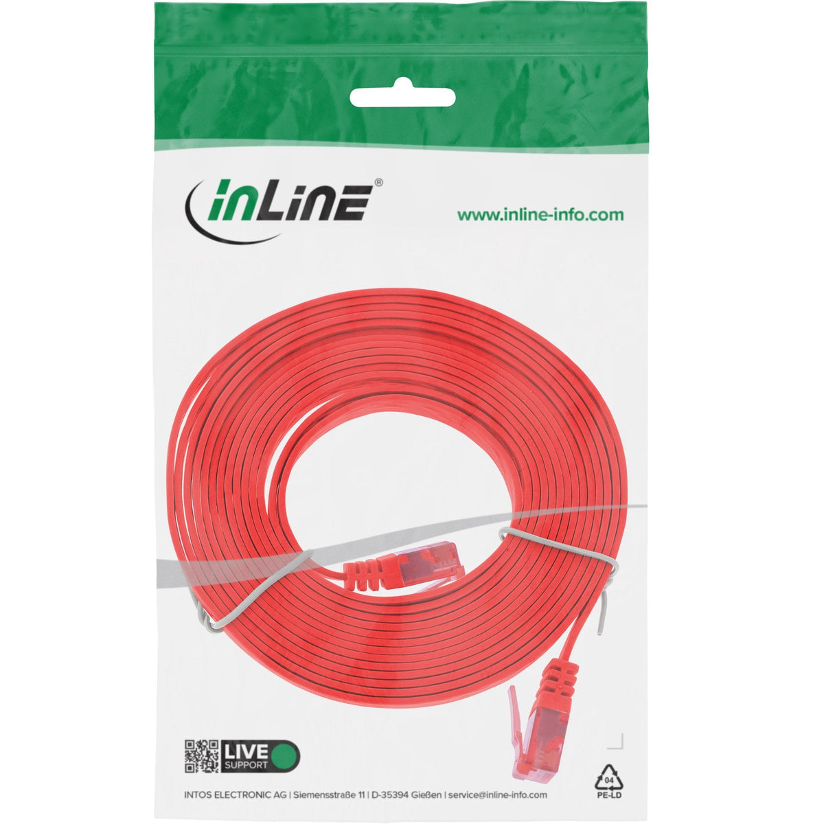 Inline Flat Ultraslim Cable De Red U/Utp Cat.6 Gigabit Ready Rojo 2m