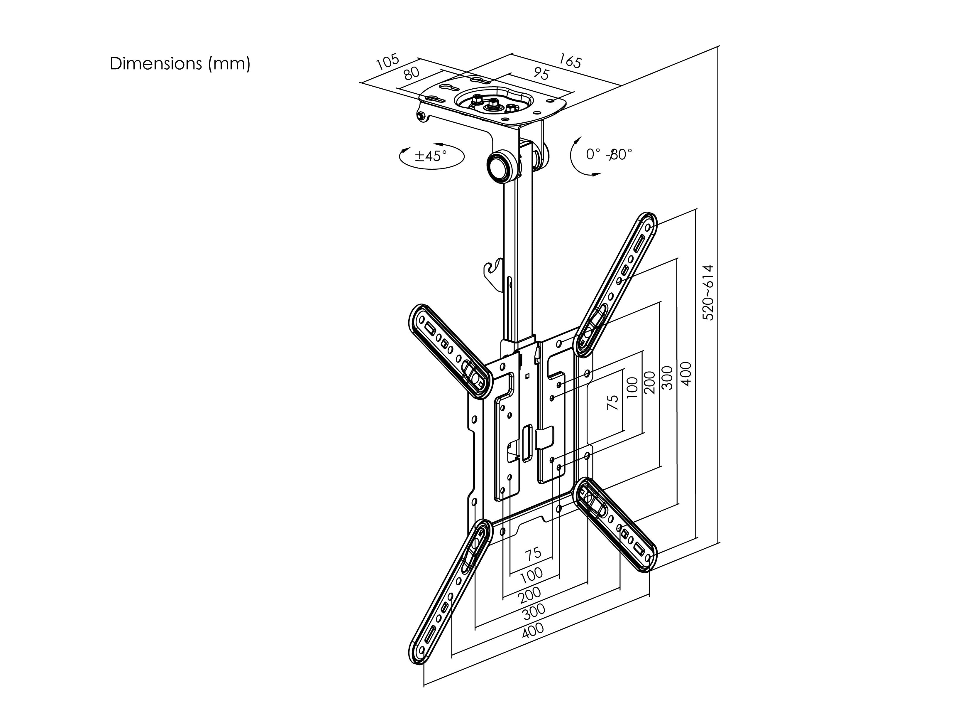 Soporte De Techo Equip 650375 Para Pantalla 23-55 Max. 20kg Max. Vesa 400x400 Plegable Y Ajustable