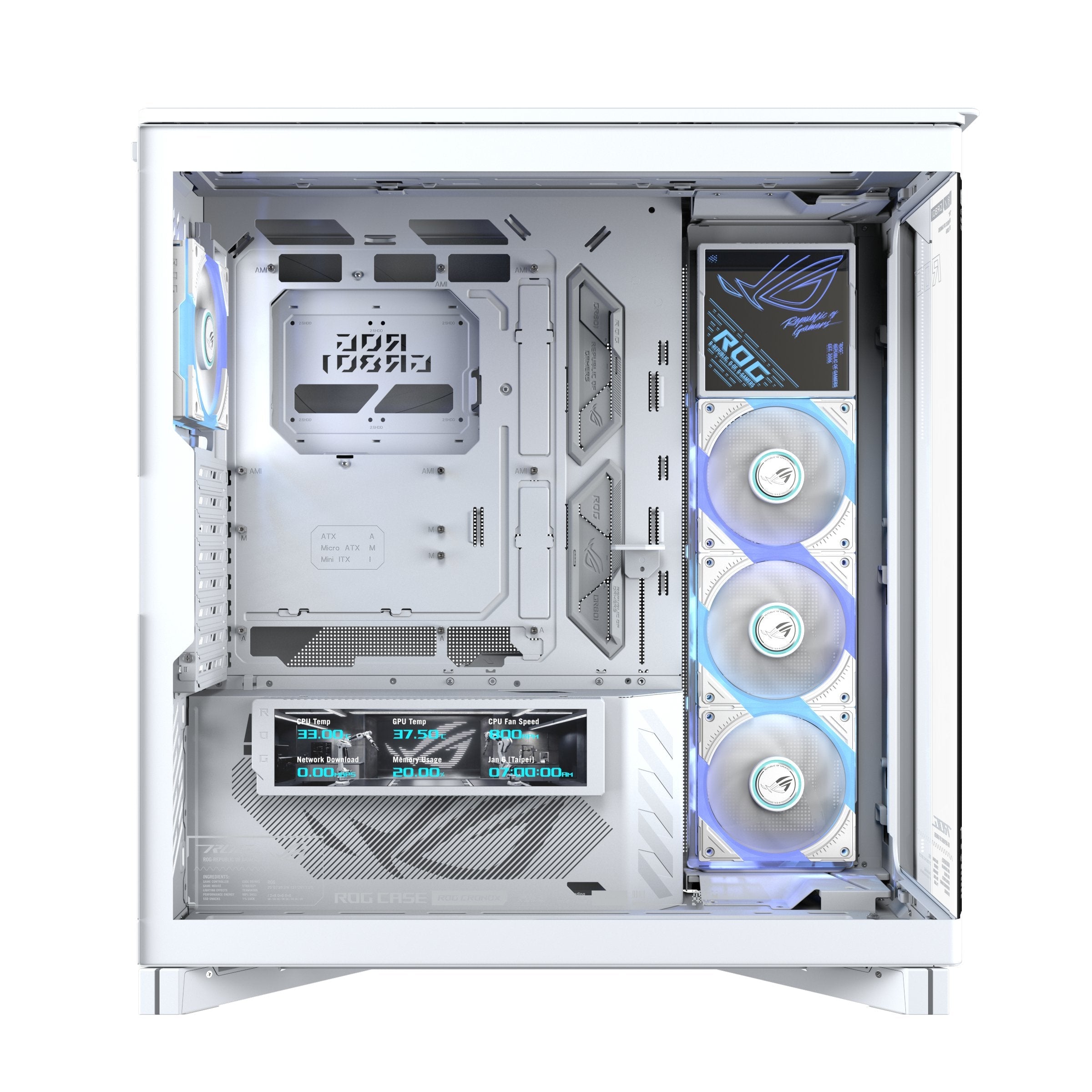 Asus Rog Cronox Gr801 Curve Tg Argb White Midi Tower Blanco