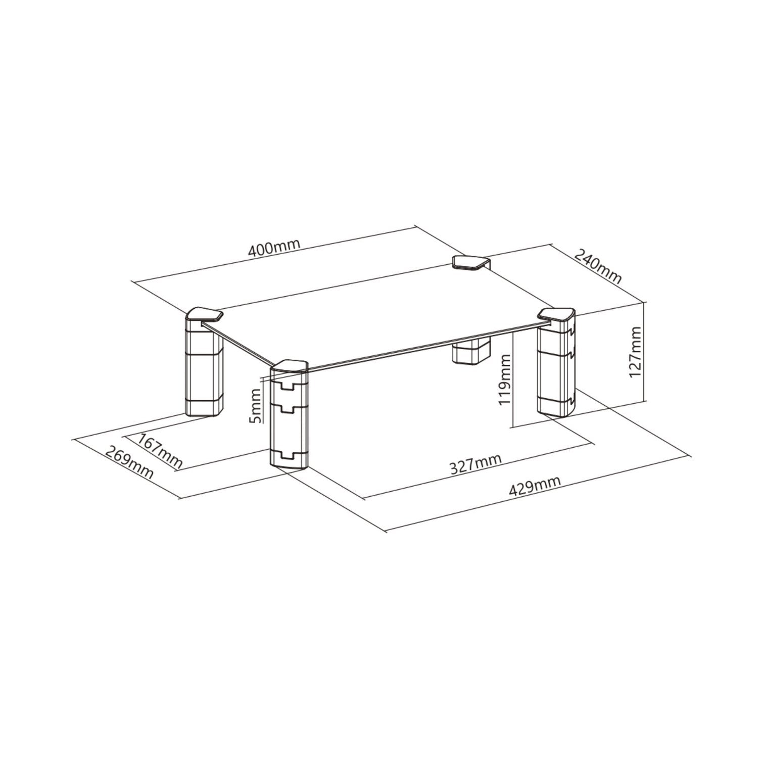 Aisens Soporte Elevador Cristal Para Monitor / Portatil - Negro