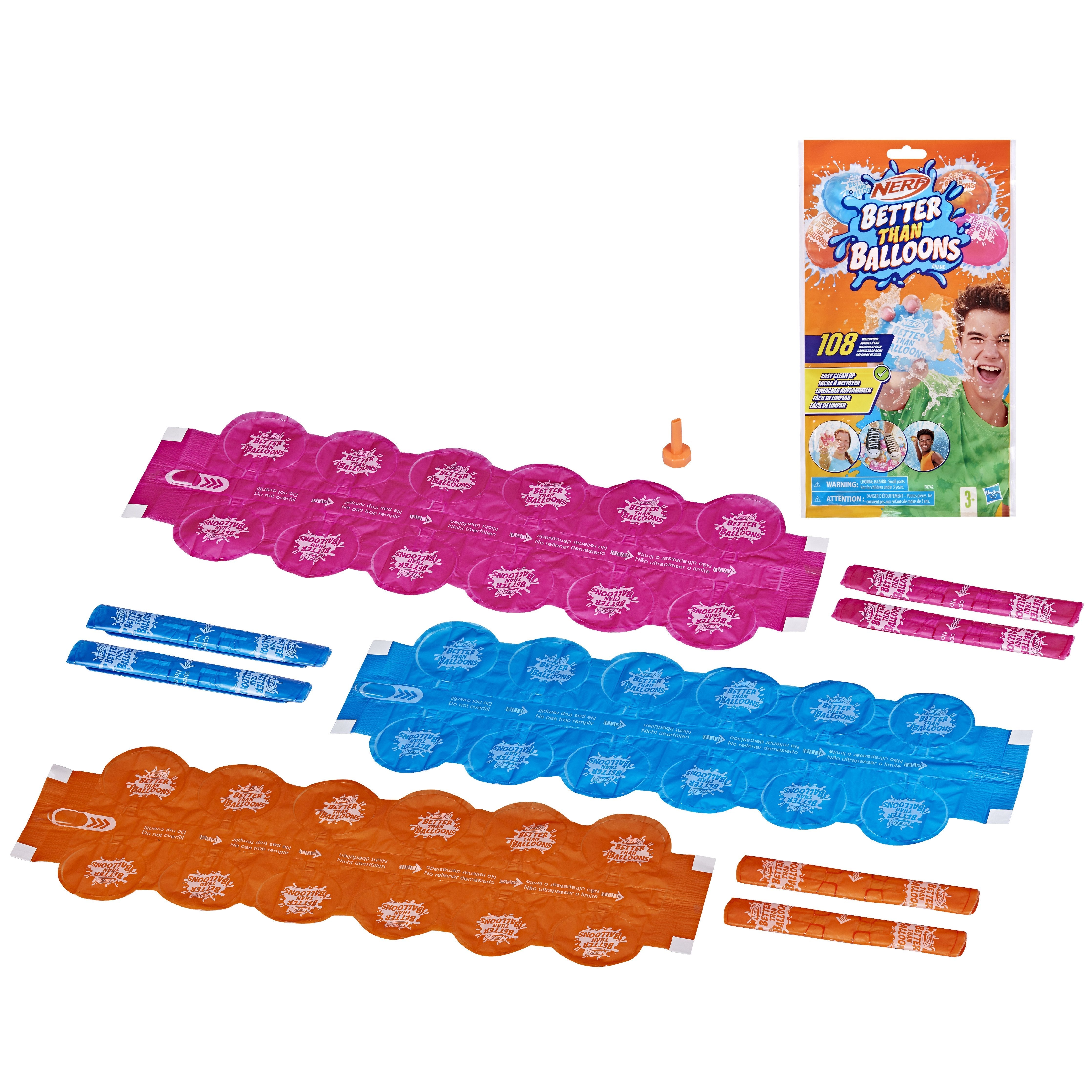 Hasbro Nerf Super Soaker Better Than Balloons 108 Piezas, Juguete Acuático Multicolor F87425l4