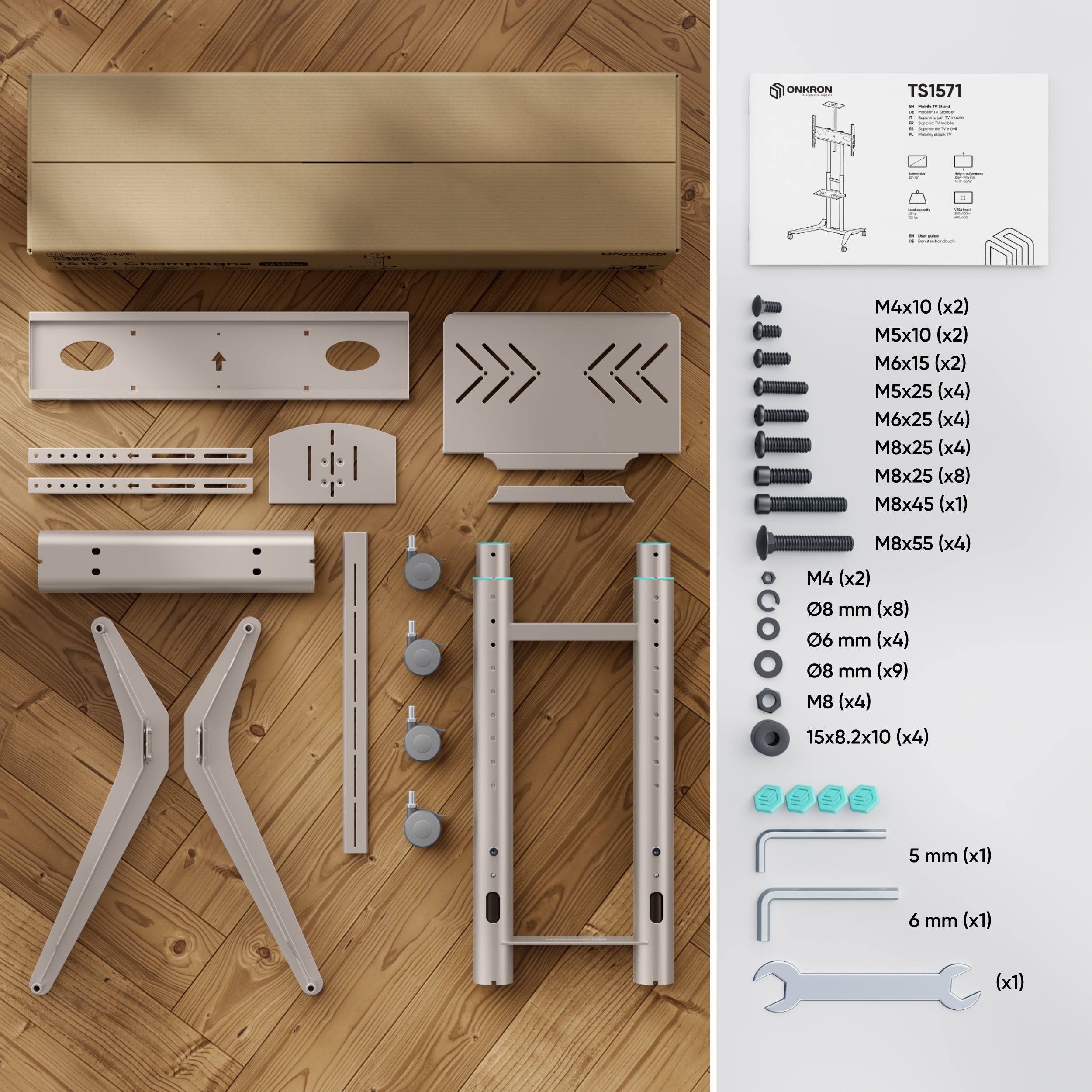 Tv Set Acc Mobile Stand/32-75"/Champagne Ts1571-C Onkron