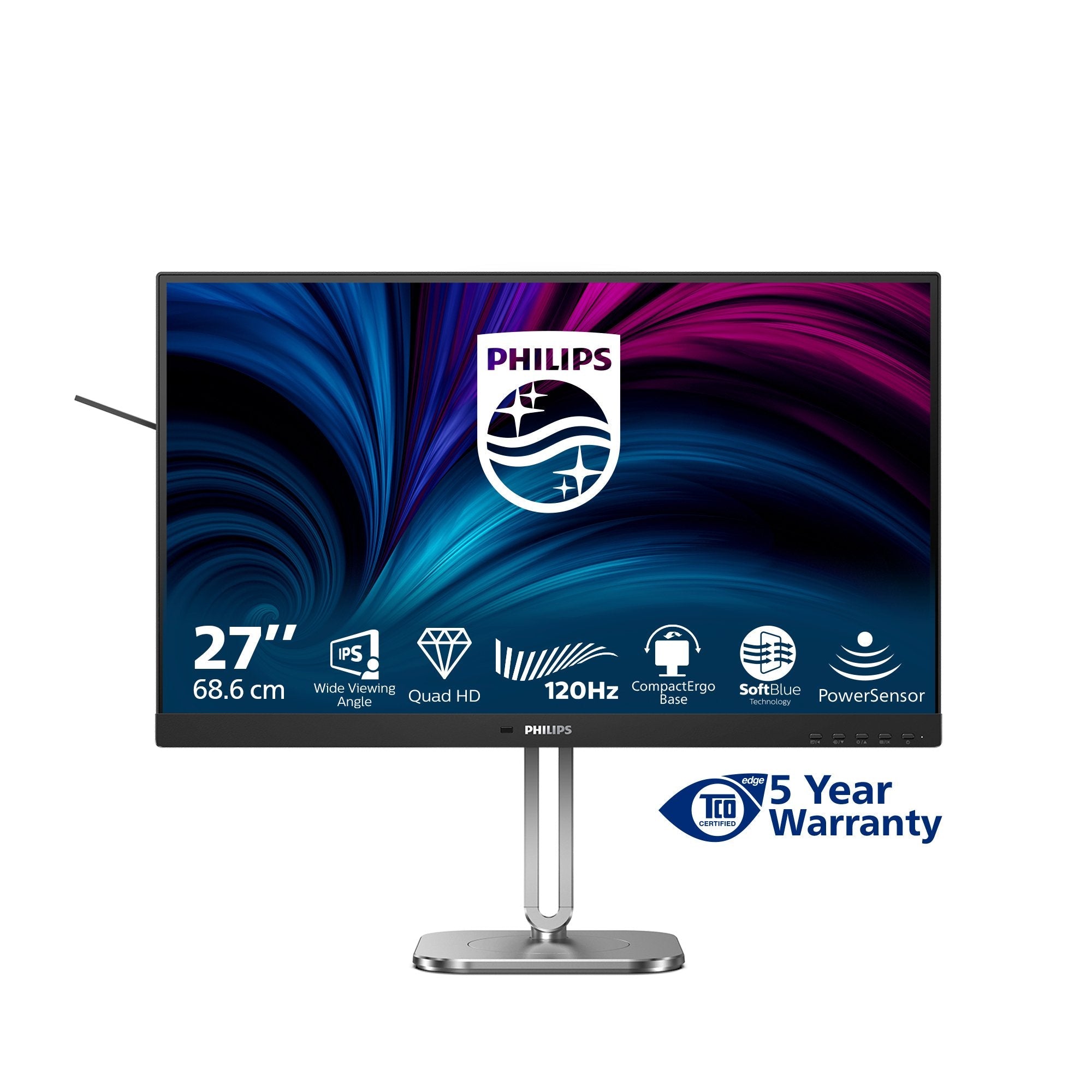 Monitor Philips 4000 Series 27b2n4500/00 27" 2560 X 1440 Pixeles Quad Hd Lcd Gris
