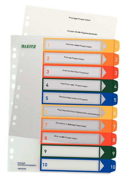 Esselte Leitz 12930000, Numerischer Índice Separador, Polipropileno (Pp), Multicolor, Porträt, A4 Maxi, 0.30 Mm