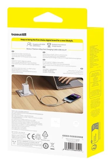 Titanium Alloy Fast Charging Cable Usb To Ip 2.4a 2m Galaxy Titanium Gold