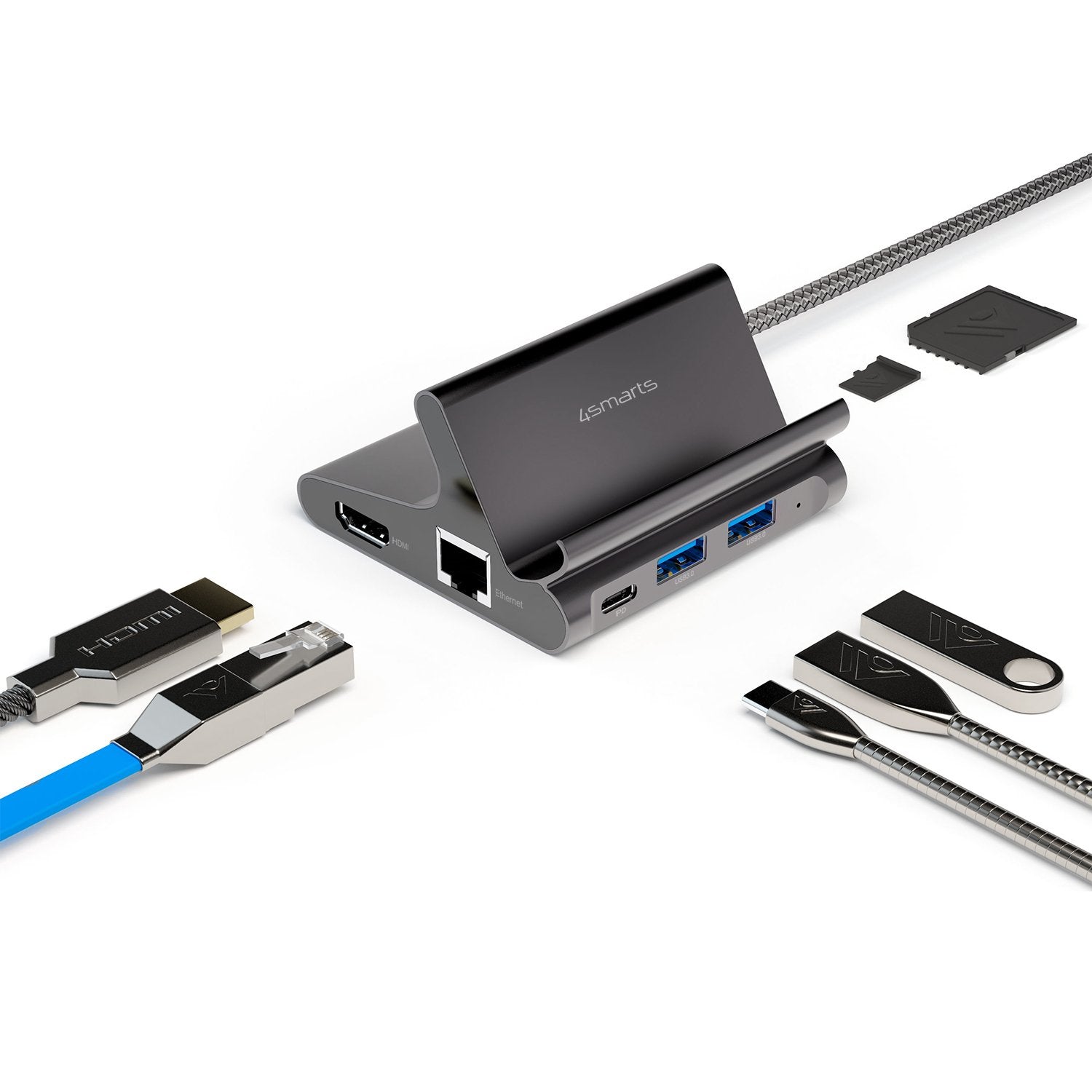 EAN 4252011900411 - 4smarts 7in1 USB 3.2 Gen 1 (3.1 Gen 1) Type-A + Type-C Gris imagen 2