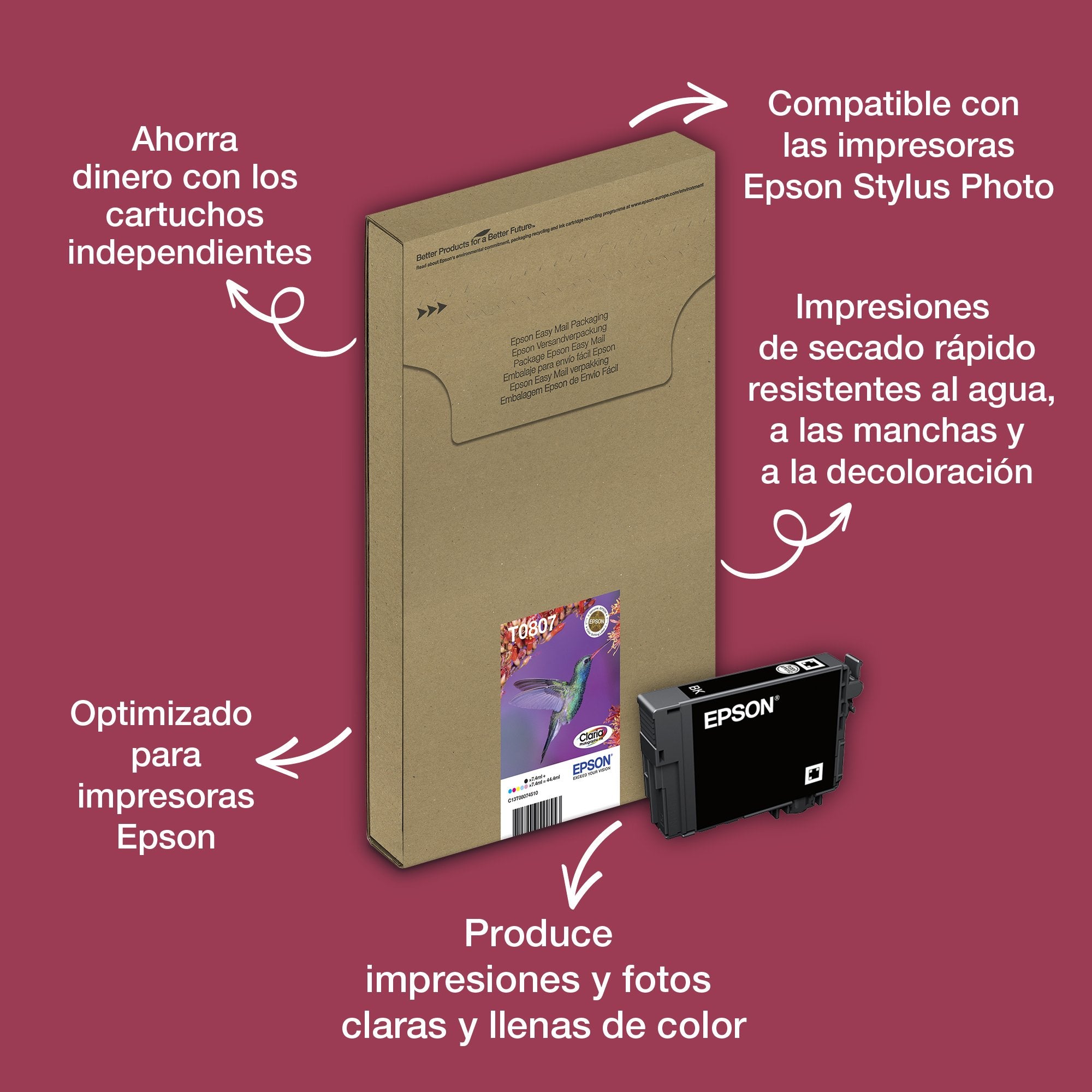 EAN 8715946542553 - Epson Hummingbird T0807 cartucho de tinta 1 pieza(s) Original Negro, Cian, Cian claro, Magenta claro, Mag imagen 2