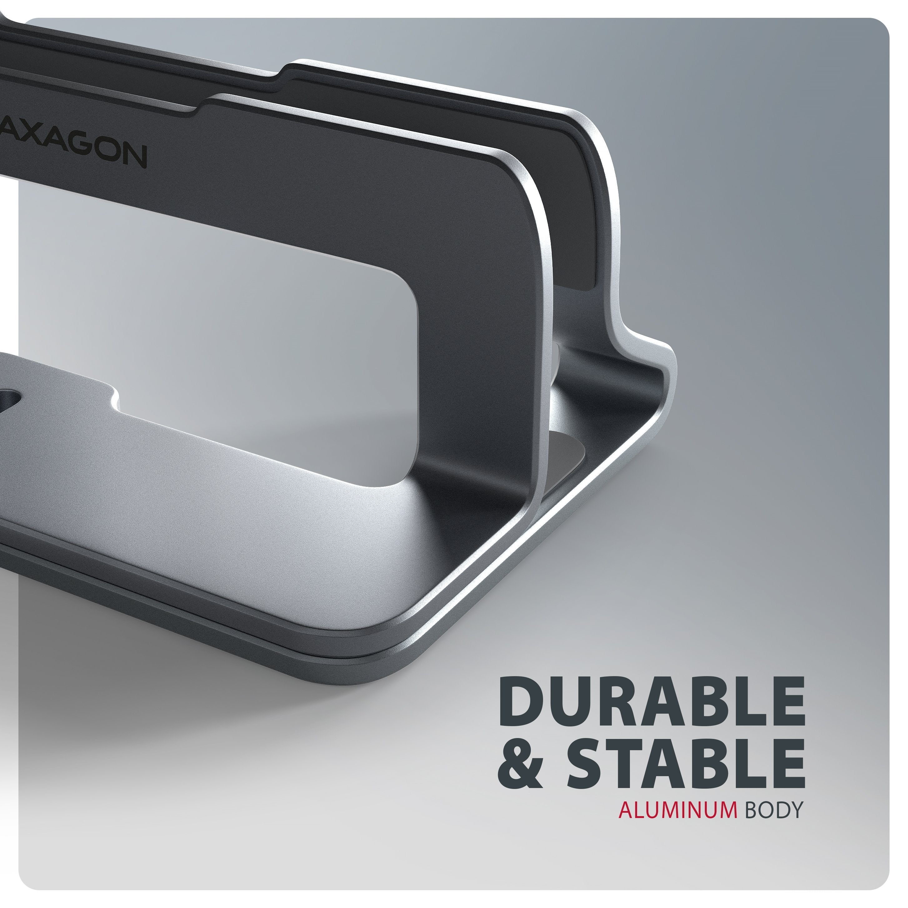 EAN 8595247909268 - Axagon STND-VG Vertikaler Laptop-Ständer, einstellbare Breite, Aluminium Soporte para ordenador portátil  imagen 6