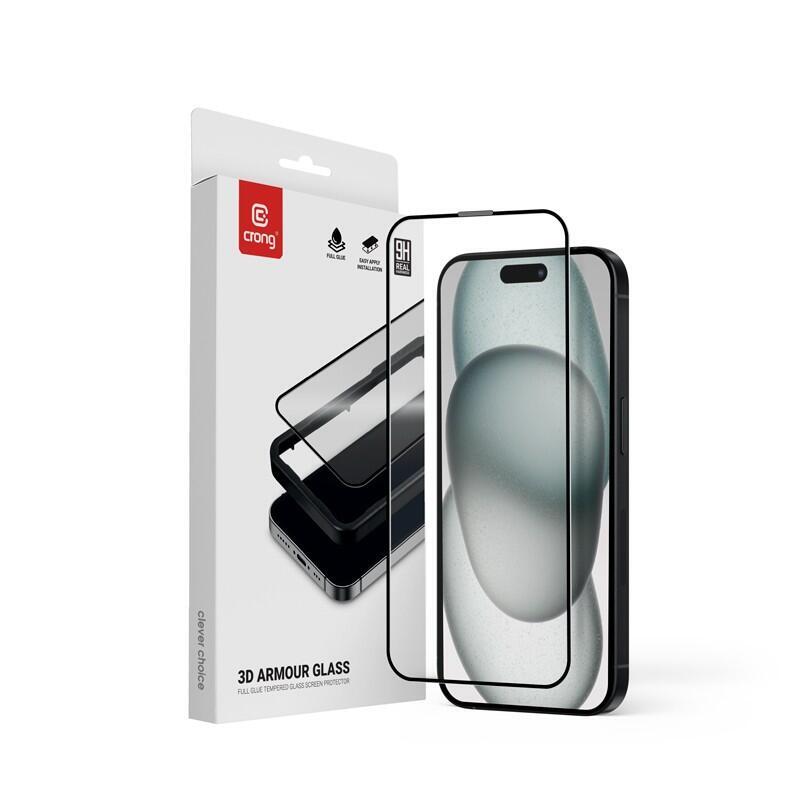 3d Armour Glass - Szklo Hartowane 9h Full Glue Do Iphone 16 / Iphone 15 + Ramka Instalacyjna
