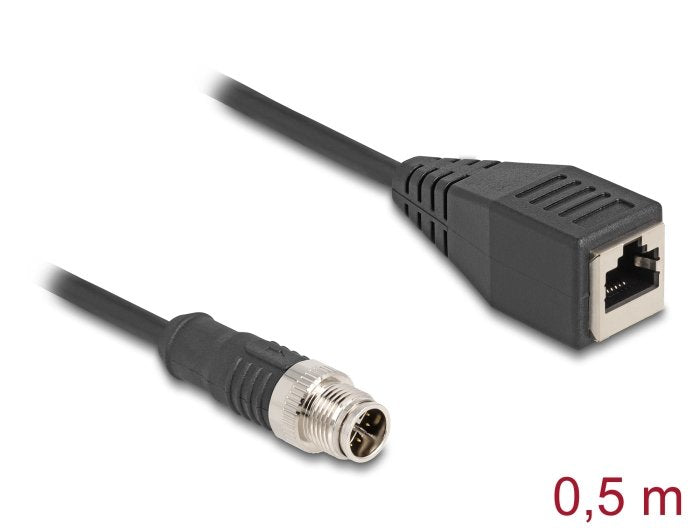 Delock 60623 Cable M12 Codificado X 8 Pin Macho A Rj45 Hembra Pvc 0,5 M