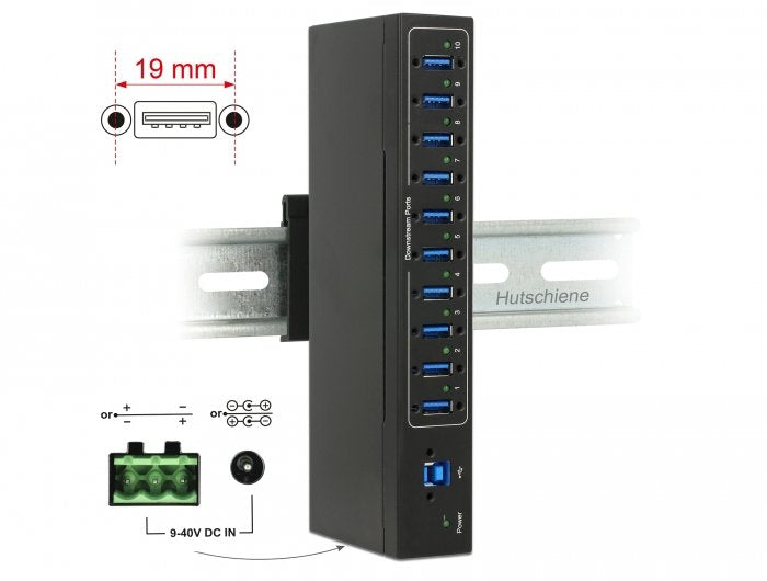 Delock Externer Industrie Hub 10 X Usb 3.0 Typ-A Mit 20 Kv Esd Schutz