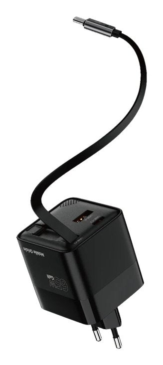 Mobile Origin 65w Gan Charger Usb-C Retra. Cable + Usb-A 75cm