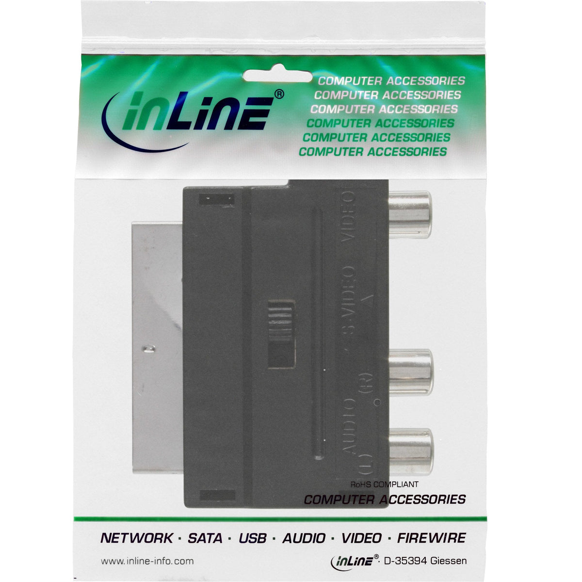 Adaptador Scart Inline Scart Macho A 3x Rca Y Entrada/Salida De Vídeo S-Vhs
