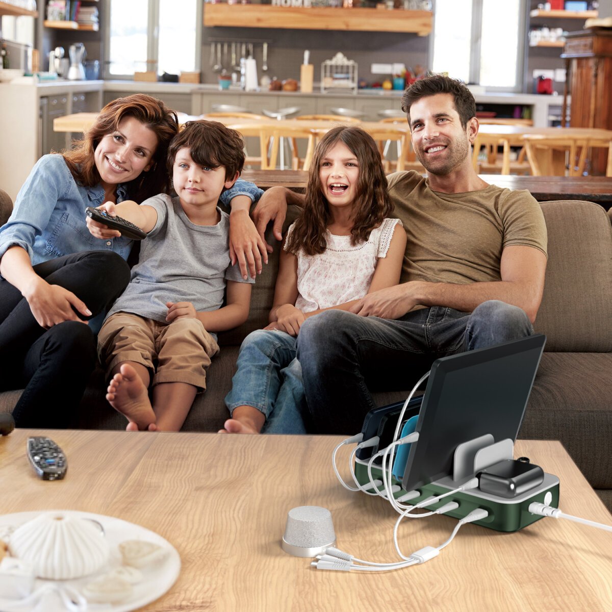 4smarts Ladestation Team 100w 5c 1a Inkl. 6 Cable, Grn