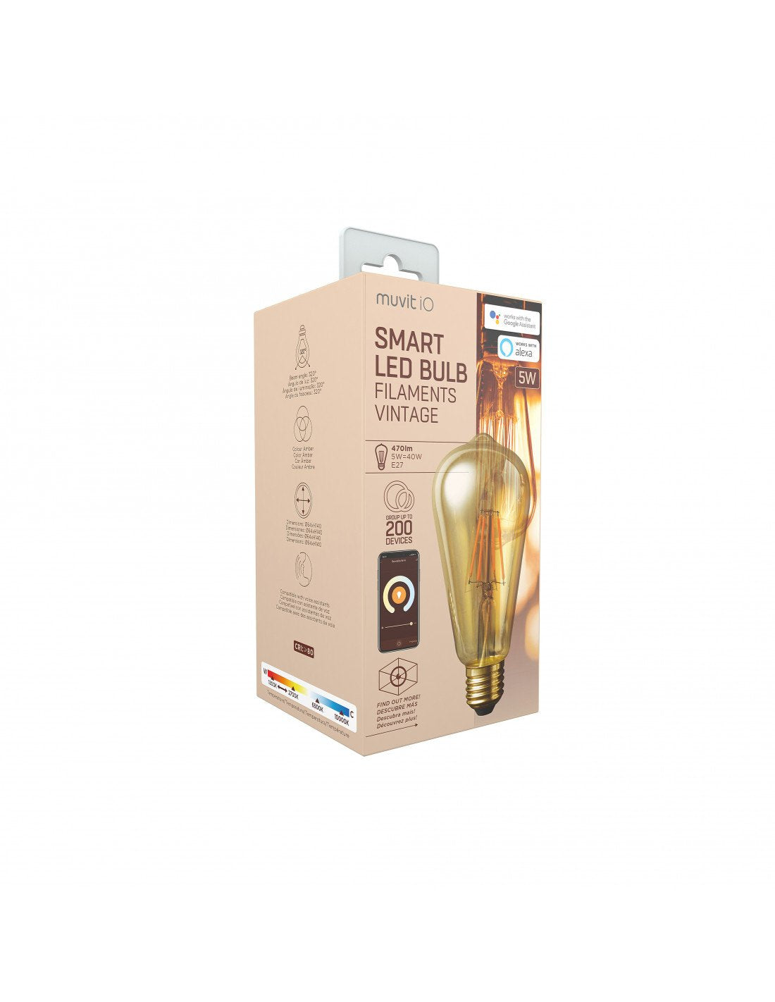 Bombilla Inteligente Muvit Io Edison Casquillo E27 5w 480 Lúmenes 1800-2700k