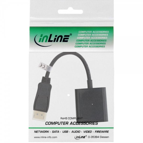 Adaptador Inline Displayport Macho A Dvi-D 24+1 Hembra Negro 0,15m
