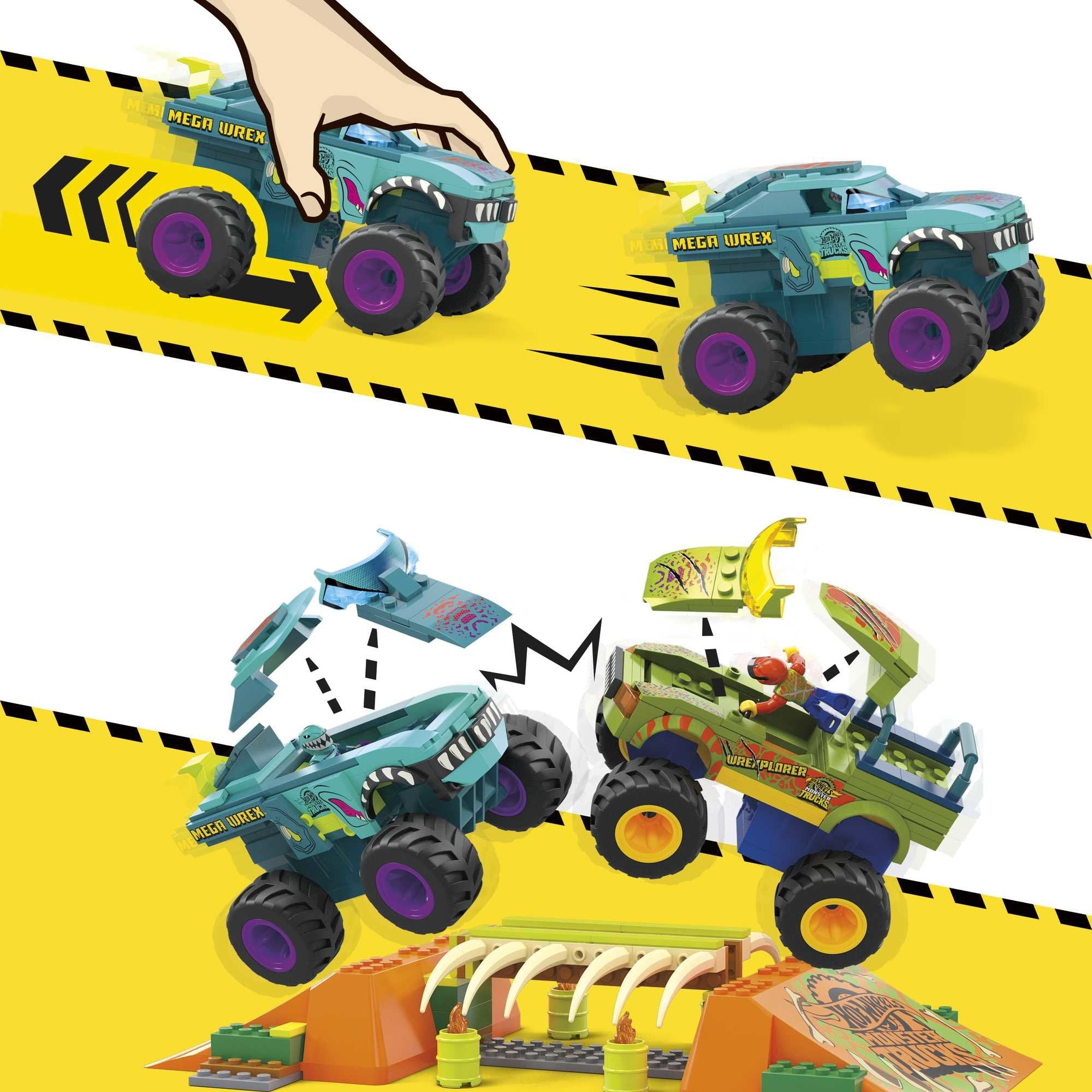 Mattel Mega Hot Wheels Monster Trucks Mega-Wrex Knochen Crash Stuntbahn Hkf89