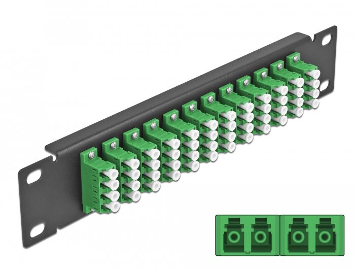 Delock 10" Panel De Conexión Fo 12 Puertos Lc Quad Verde 1 U Negro