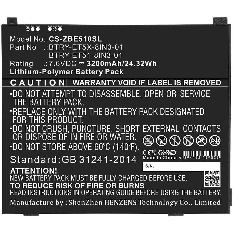 Battery 24.32wh Li-Pol 7.6v  3200mah Black For Zebra