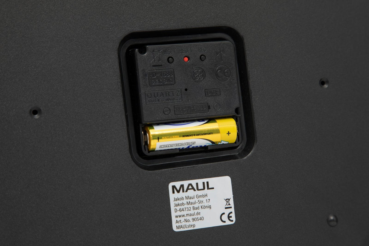 Jakob Maul Gmbh Maul Maulstep, Pared, Quarzuhr, Redondo, Plateado, Blanco, Plástico, Aa