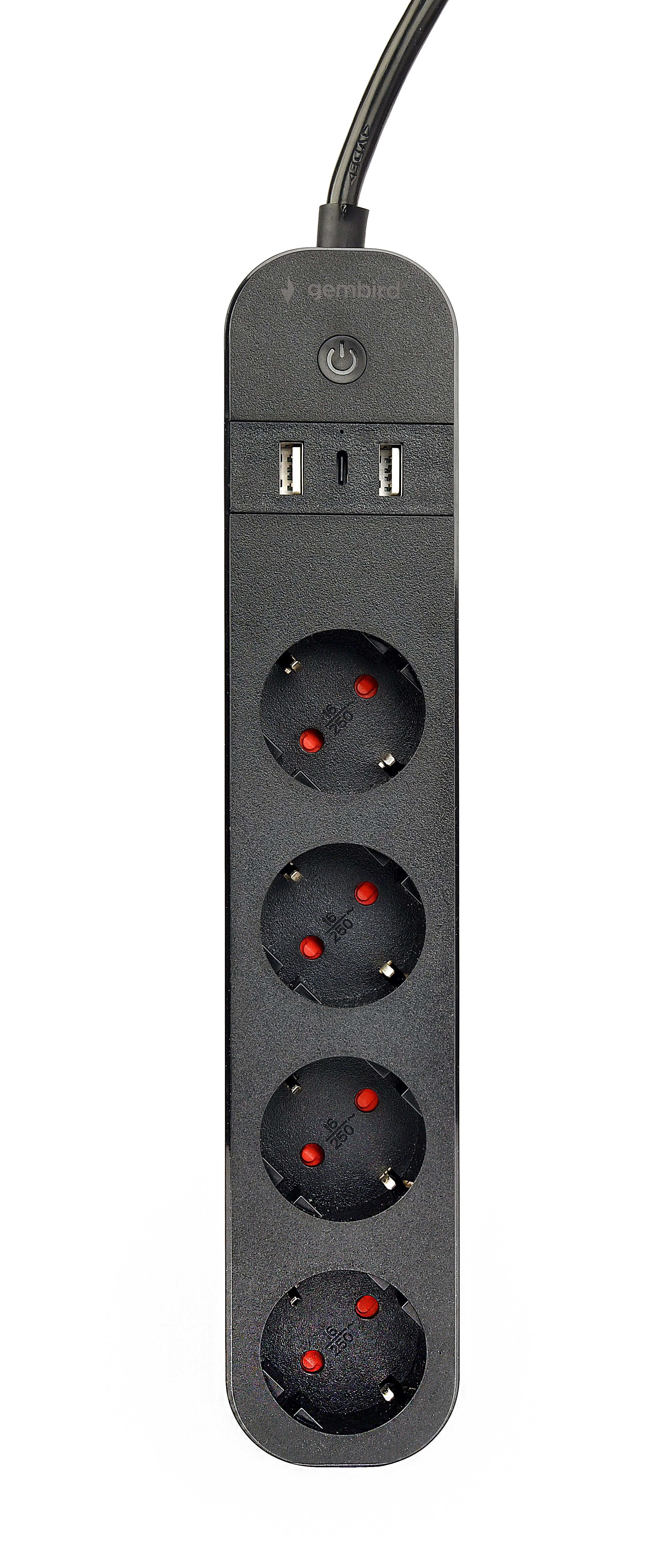 EAN 8716309128407 - Gembird TSL-PS-S4U-01 regleta inteligente 4 salidas AC Tipo E 1,5 m 3 3680 W Negro imagen 10