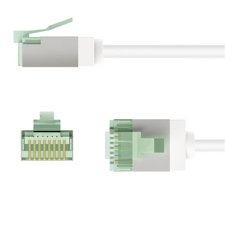 Goobay Cable De Conexión Ultraflexible Cat.8.1 Delgado, U/Ftp Blanco, 1 Metro, Conector Extracorto 74360