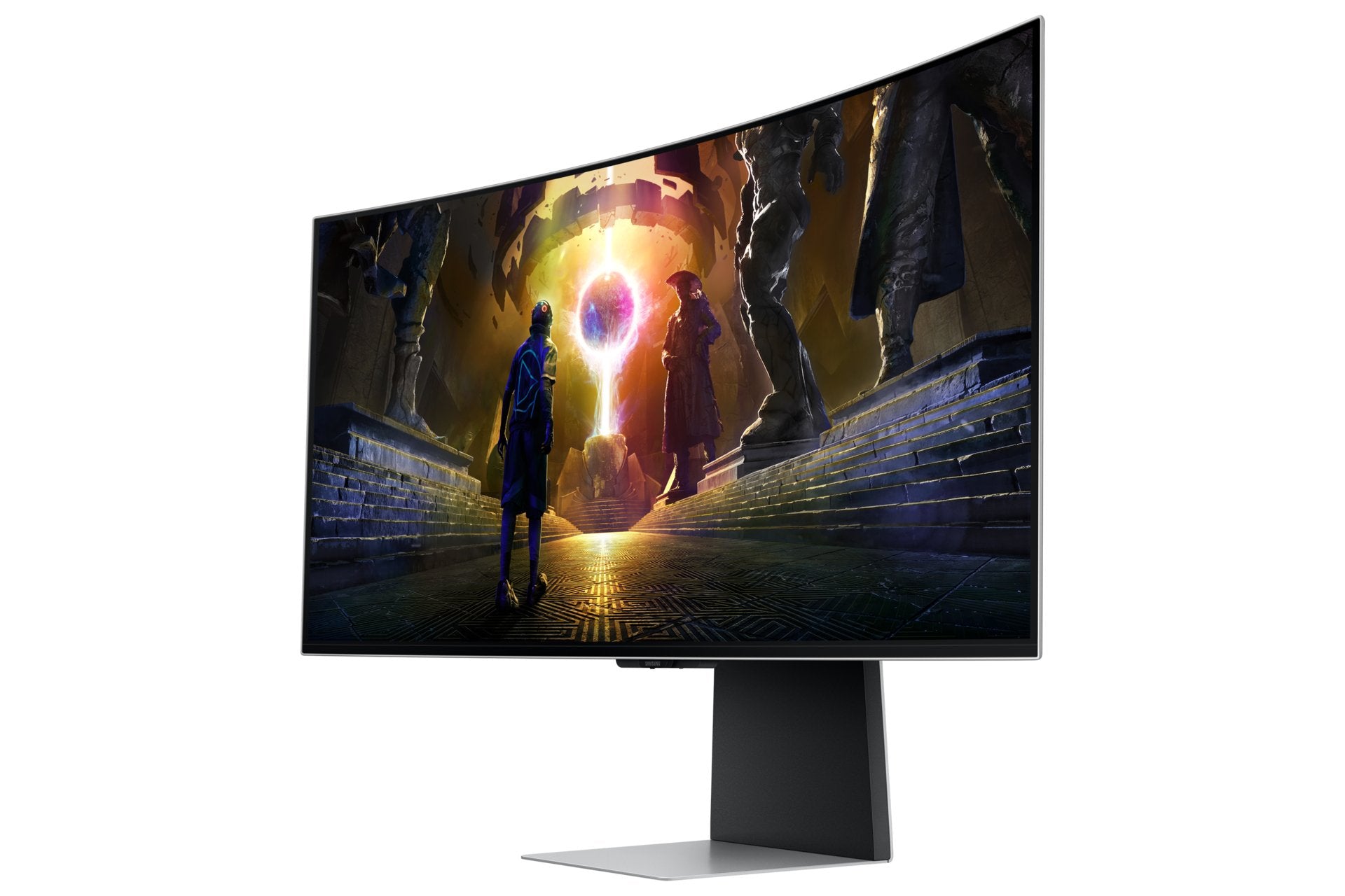 Monitor Gaming Ultrapanorámico Curvo Samsung G8 Odyssey Oled S34dg850su 34' Wqhd 0.03ms 175hz Multimedia Regulable En Altura Plata
