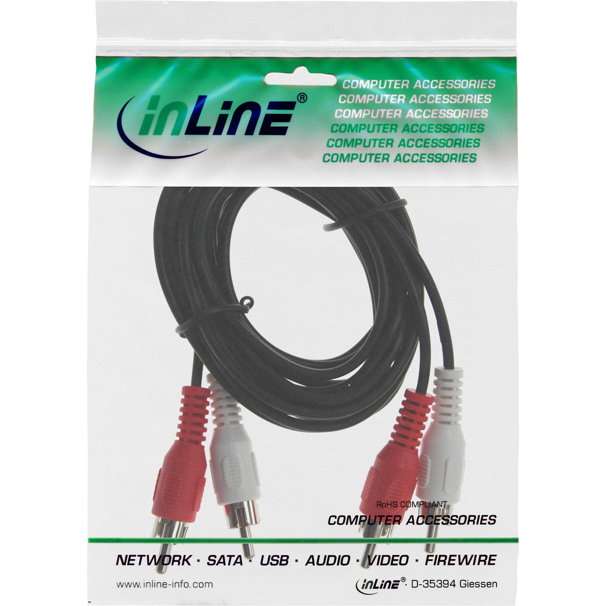 Cable De Audio Inline 2x Rca Macho A Macho 2m